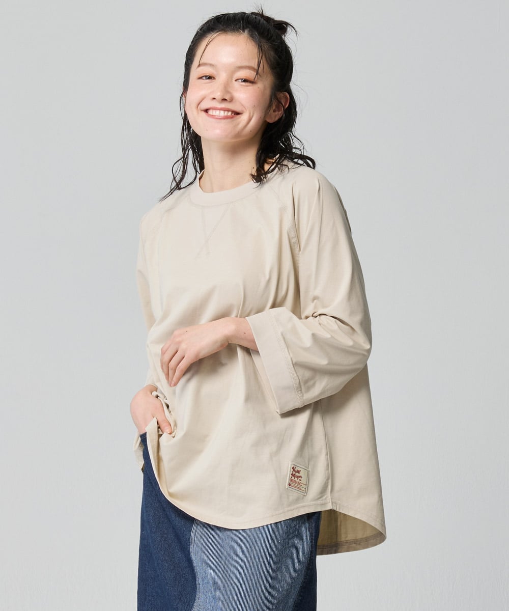 KRIFF MAYER (W)冷涼UVカット7分袖ゆるT クリフメイヤー トップス カットソー・Tシャツ ブラック ベージュ レッド ネイビー