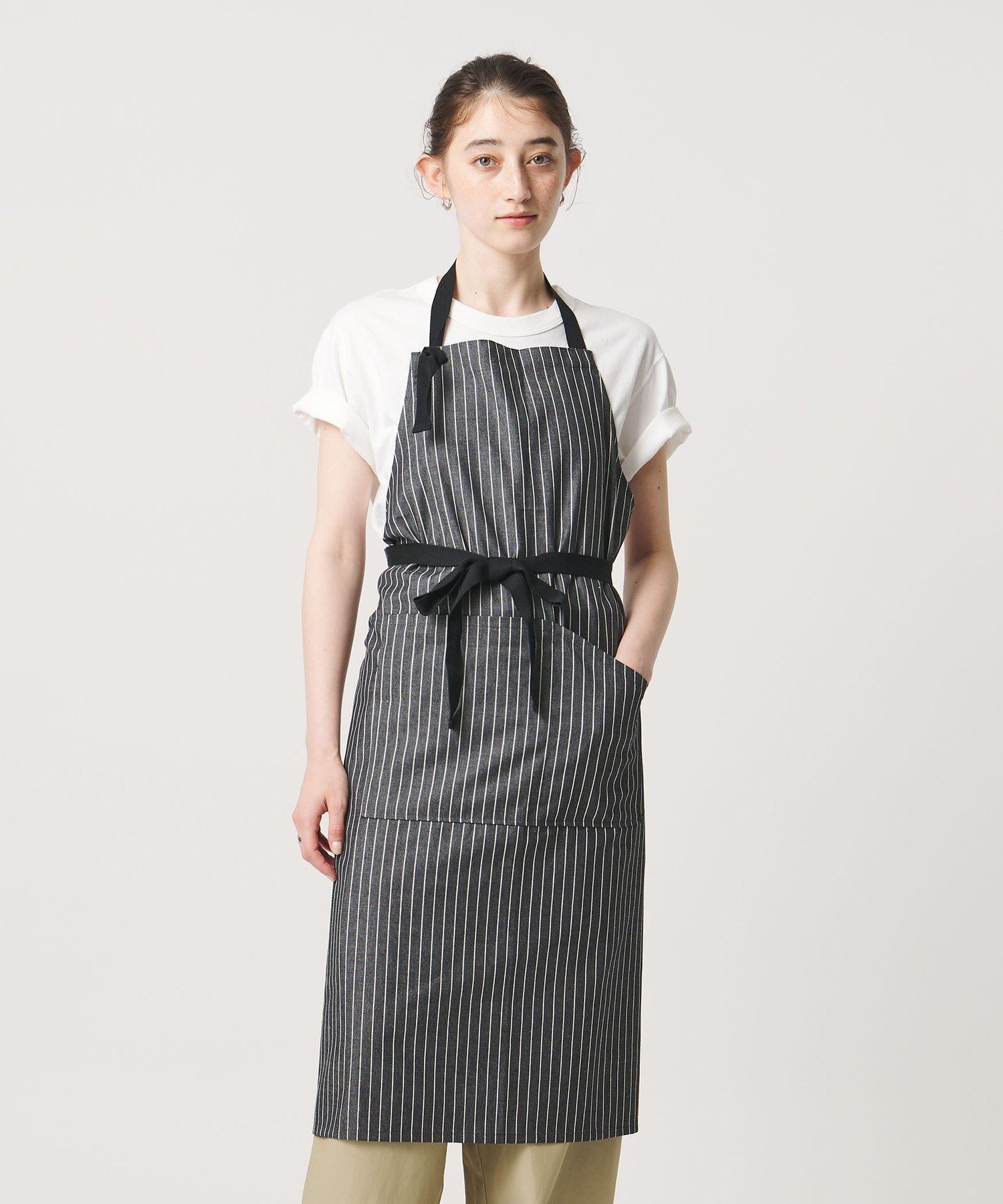 UNITED ARROWS ストライプ エプロン BLK ユナイテッドアローズ 食器・調理器具・キッチン用品 エプロン ブラック【送料無料】