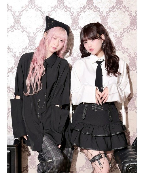 NOEMIE チェーンネクタイ付き2WAYユニセックスシャツ ノエミー ワンピース・ドレス チュニック ホワイト