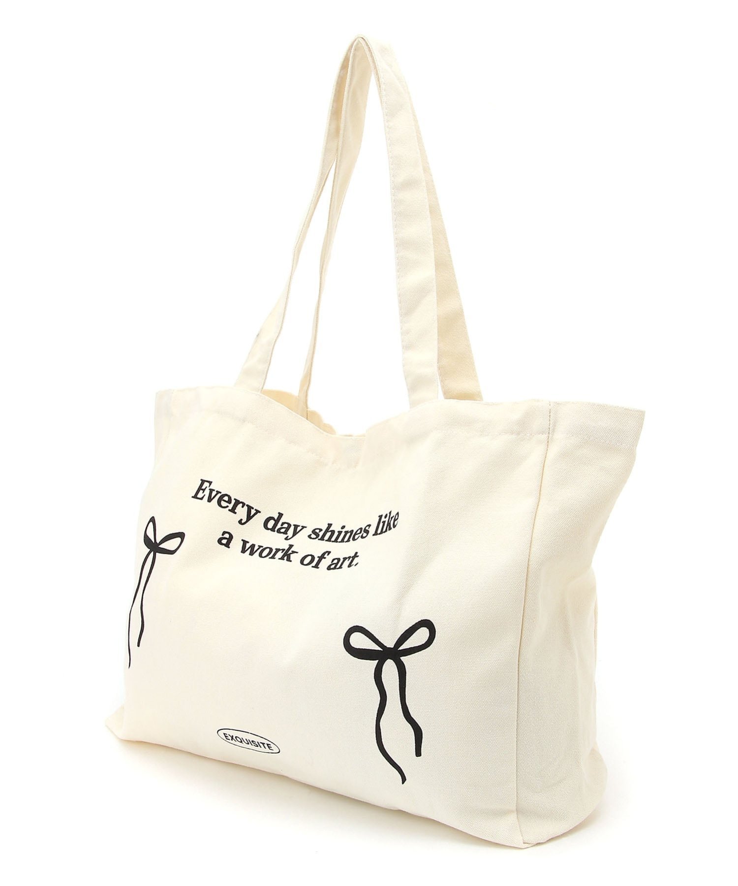 Mignonjour Mignonjour/(W)大容量リボントートバッグ ミニョントレフル ルームヨンマルサンセレクティッド バッグ トートバッグ ホワイト