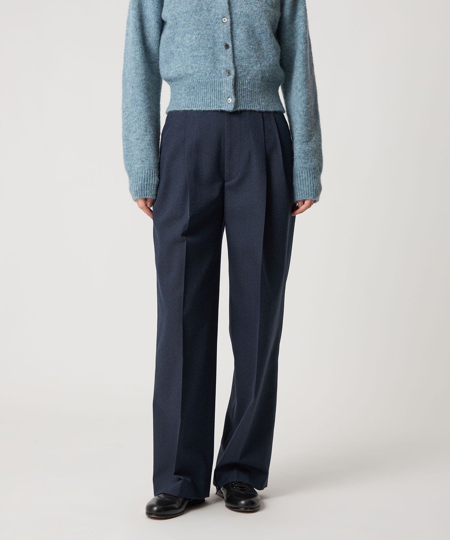 Steven Alan ＜Steven Alan＞メランジ タック ワイド パンツ ユナイテッドアローズ アウトレット パンツ スラックス・ドレスパンツ ネイビー グレー