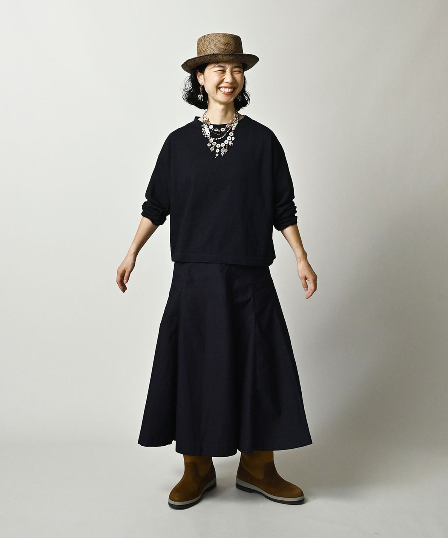 45R 天竺のM比女シャツ(インディゴ) フォーティファイブアール トップス カットソー・Tシャツ