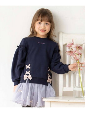【SALE/20%OFF】any FAM KIDS 【90-130?】裏毛レースアップ トレーナー エニィファム カットソー スウェット ピンク ホワイト ネイビー パープル
