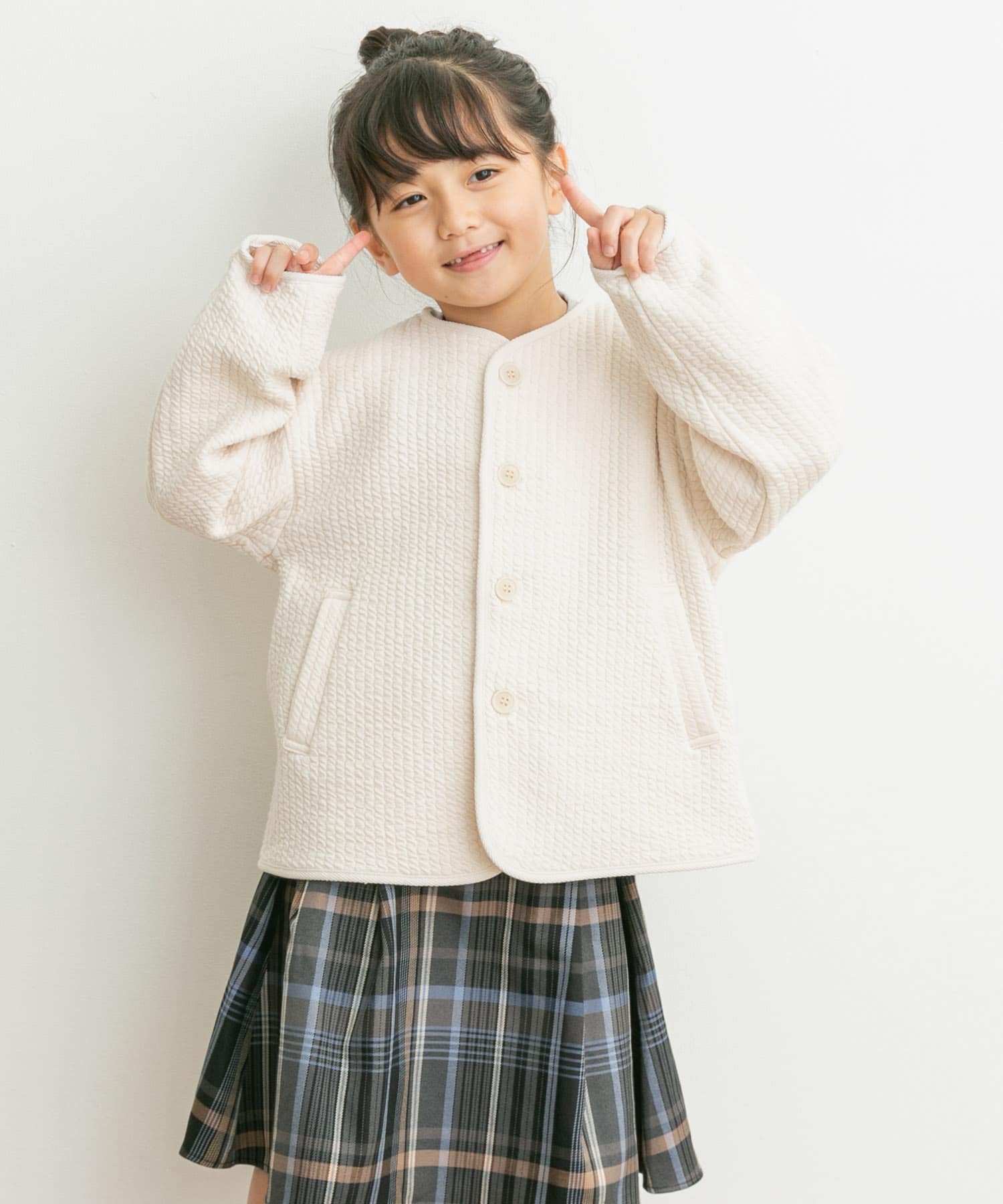 楽天Rakuten FashionURBAN RESEARCH DOORS 『親子リンク』キルトノーカラージャケット（KIDS） アーバンリサーチドアーズ ジャケット・アウター その他のジャケット・アウター ホワイト ベージュ【送料無料】