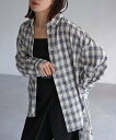 【SALE/44%OFF】Riberry コクーンスリーブシアーチェックシャツ リベリー トップス シャツ・ブラウス オレンジ ネイビー