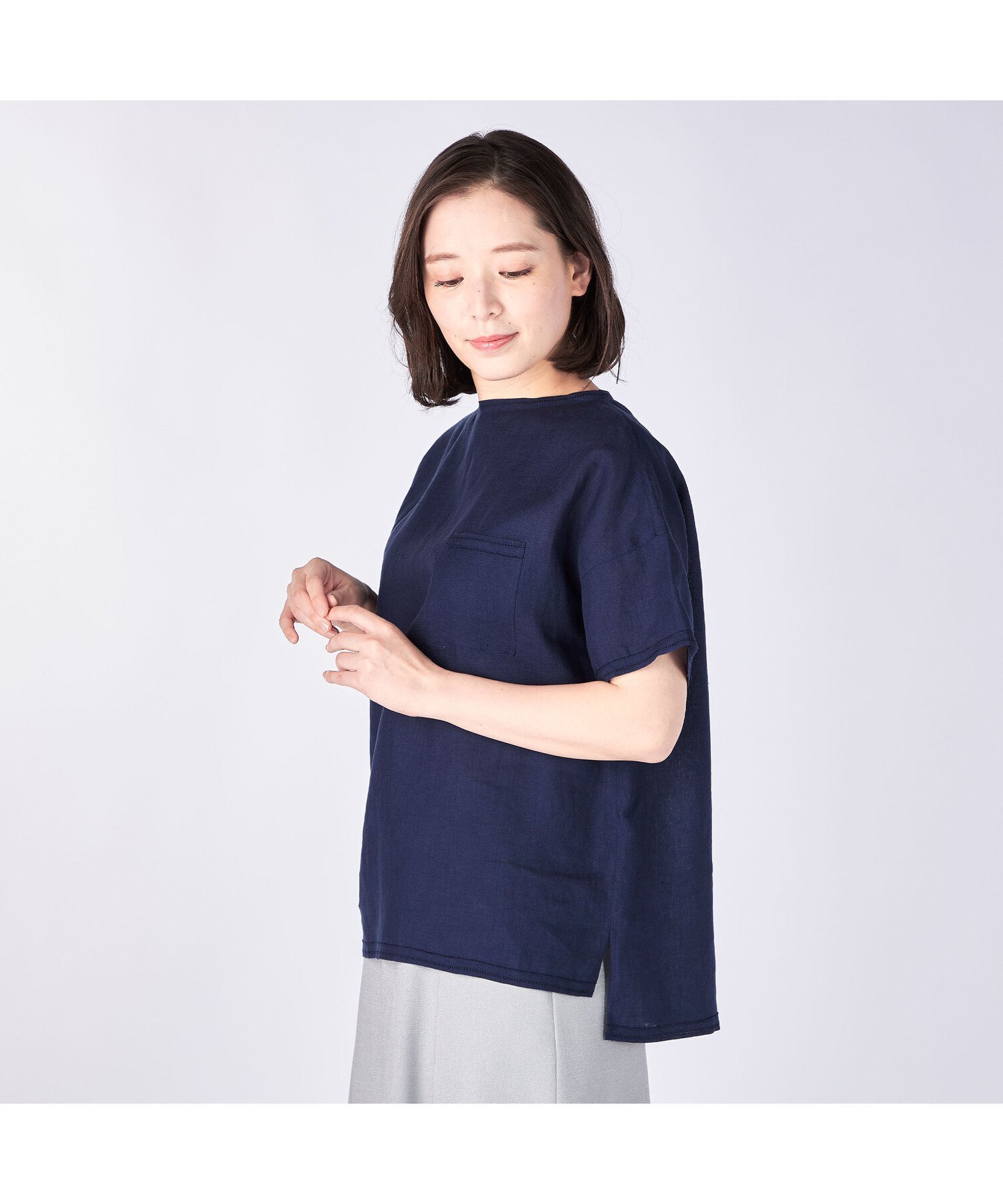 KEITH 60/-リネンプルオーバーブラウス キース トップス シャツ・ブラウス ベージュ ピンク ネイビー