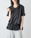 【SALE/45%OFF】La-gemme ティアードフリル ドッキングトップス ラジュール スカート ロング・マキシスカート グレー ブラック