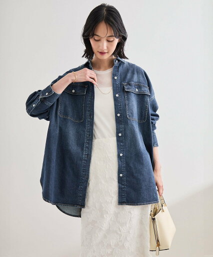 ROPE' 【Healthy denim(ヘルシーデニム)】Almond【WEB・一部店舗限定】 ロペ トップス シャツ・ブラウス ブルー ネイビー【送料無料】 ROPE' 【Healthy denim(ヘルシーデニム)】Almond【WEB・一部店舗限定】 ロペ トップス シャツ・ブラウス ブルー ネイビー【送料無料】