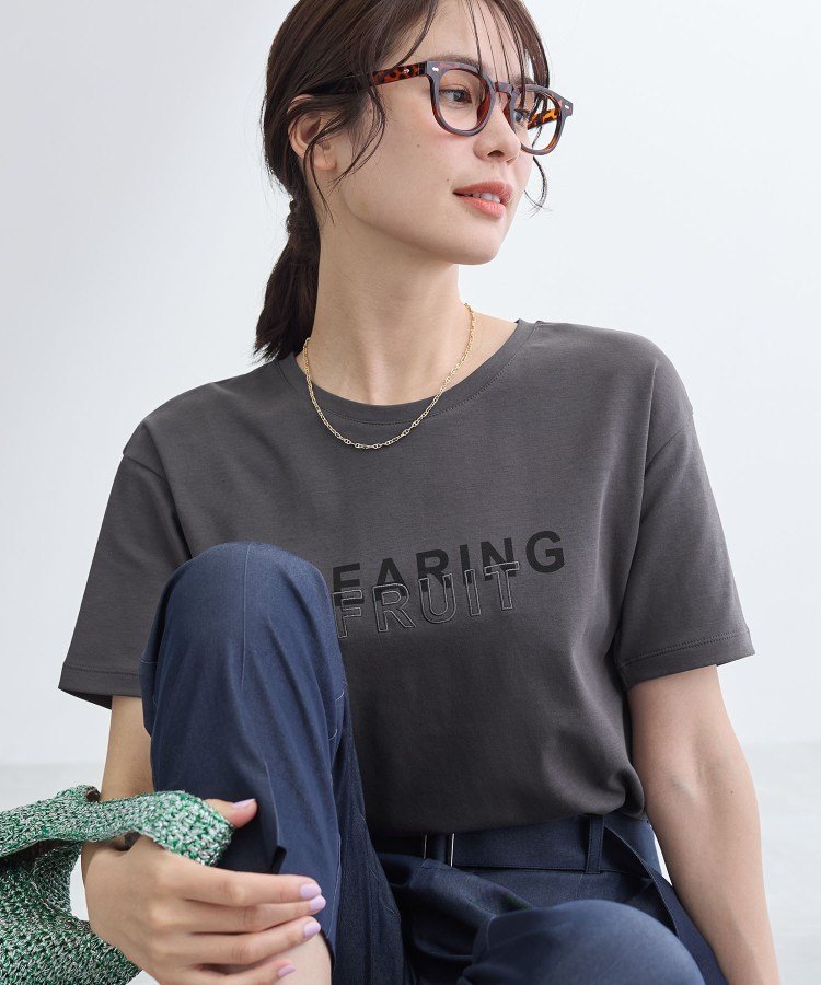 【UVケア/選べるグラフィック】スムースジャージTシャツ インディヴィ トップス カットソー・Tシャツ ホワイト グレー