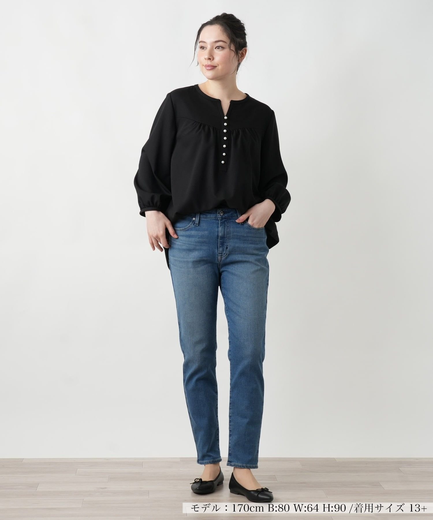 Leilian PLUS HOUSE 【店頭人気】ウォッシュデニムパンツ【L JEANS】 レリアン プラスハウス パンツ ジーンズ・デニムパンツ
