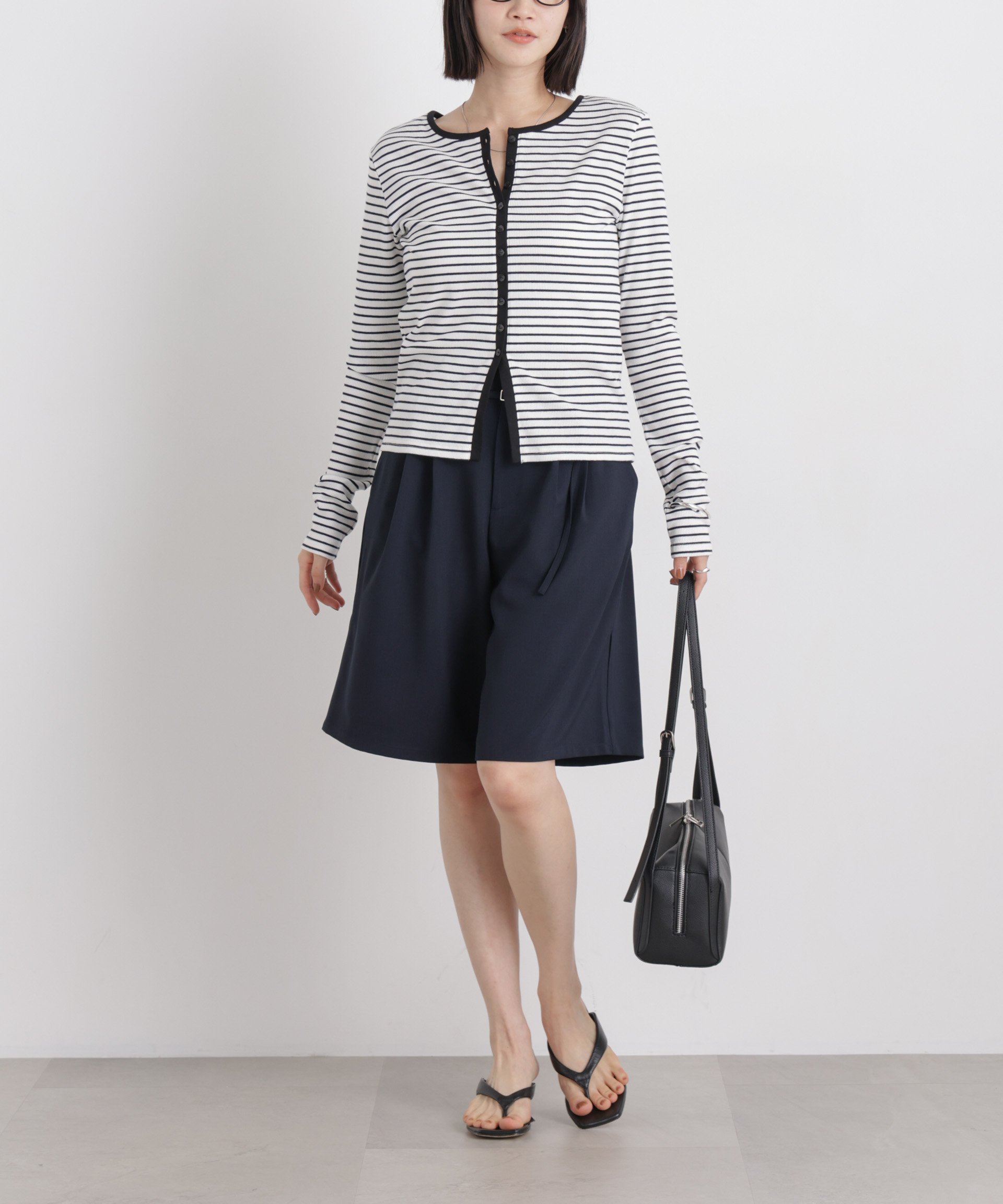【SALE／60%OFF】NANO universe メランジストレッチベルト付ハーフパンツ(セットアップ可) ナノユニバース パンツ その他のパンツ ベージュ ネイビー グリーン stylife-15646882 Rakuten Fashion サンプル画像2