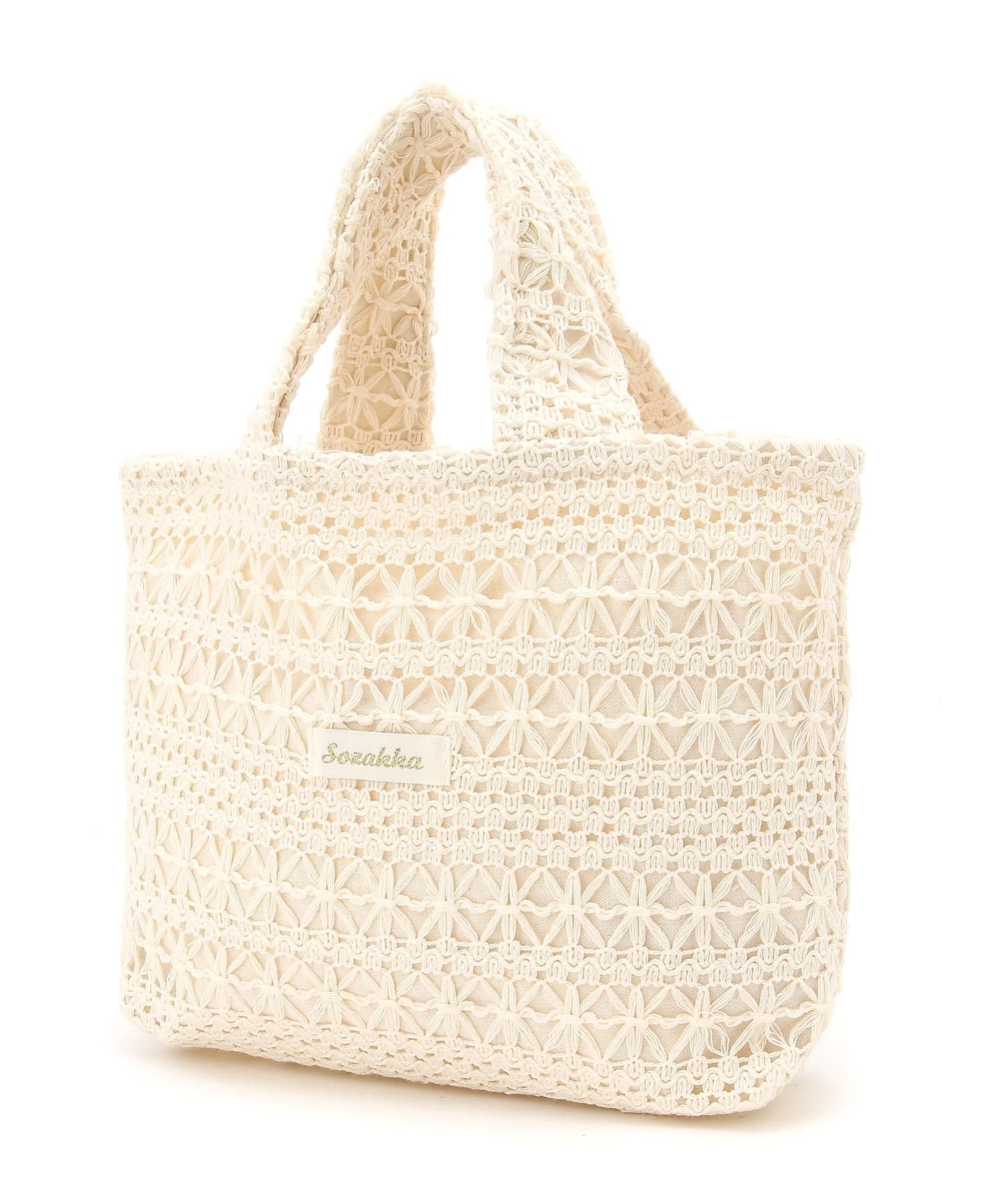 Mignonjour Mignonjour/(W)レース編みミニトートバッグ ミニョントレフル ルームヨンマルサンセレクティッド バッグ トートバッグ ホワイト