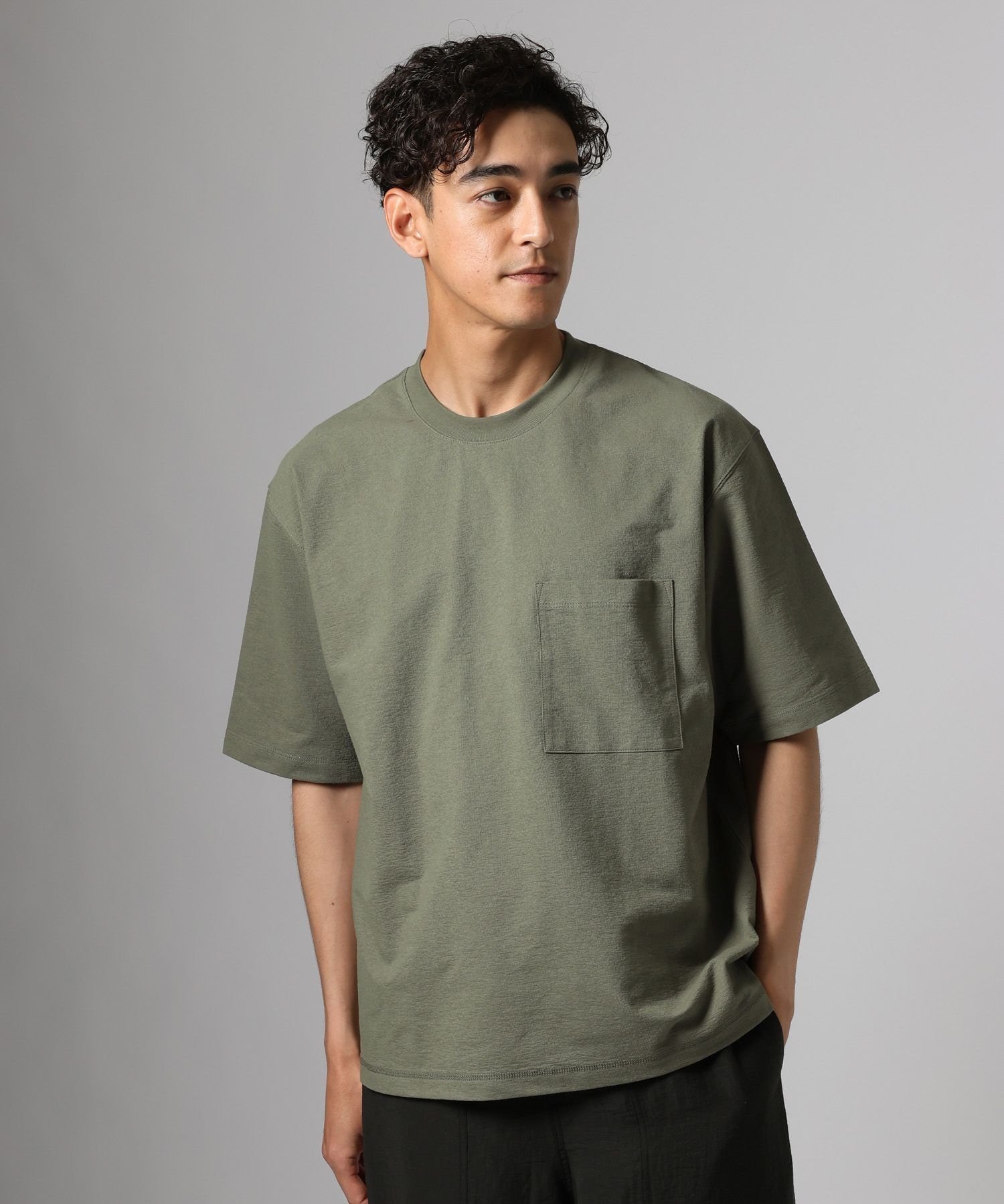 SORONA TEE ベイフロー トップス カットソー・Tシャツ グレー カーキグリーン