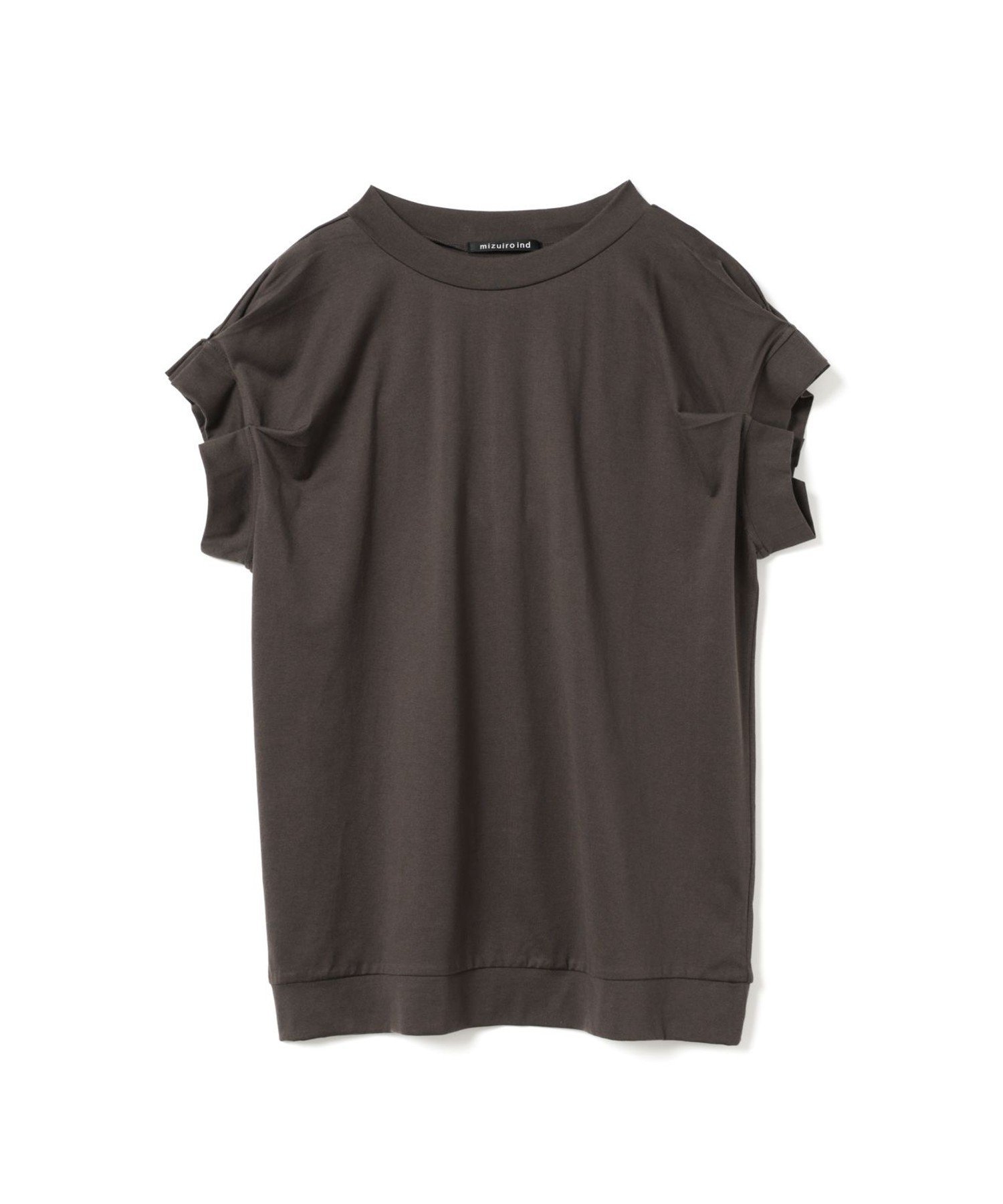 mizuiro ind mizuiro ind フリルスリーブクルーネックプルオーバー マーコート トップス カットソー・Tシャツ ホワイト ブラック ブラウン