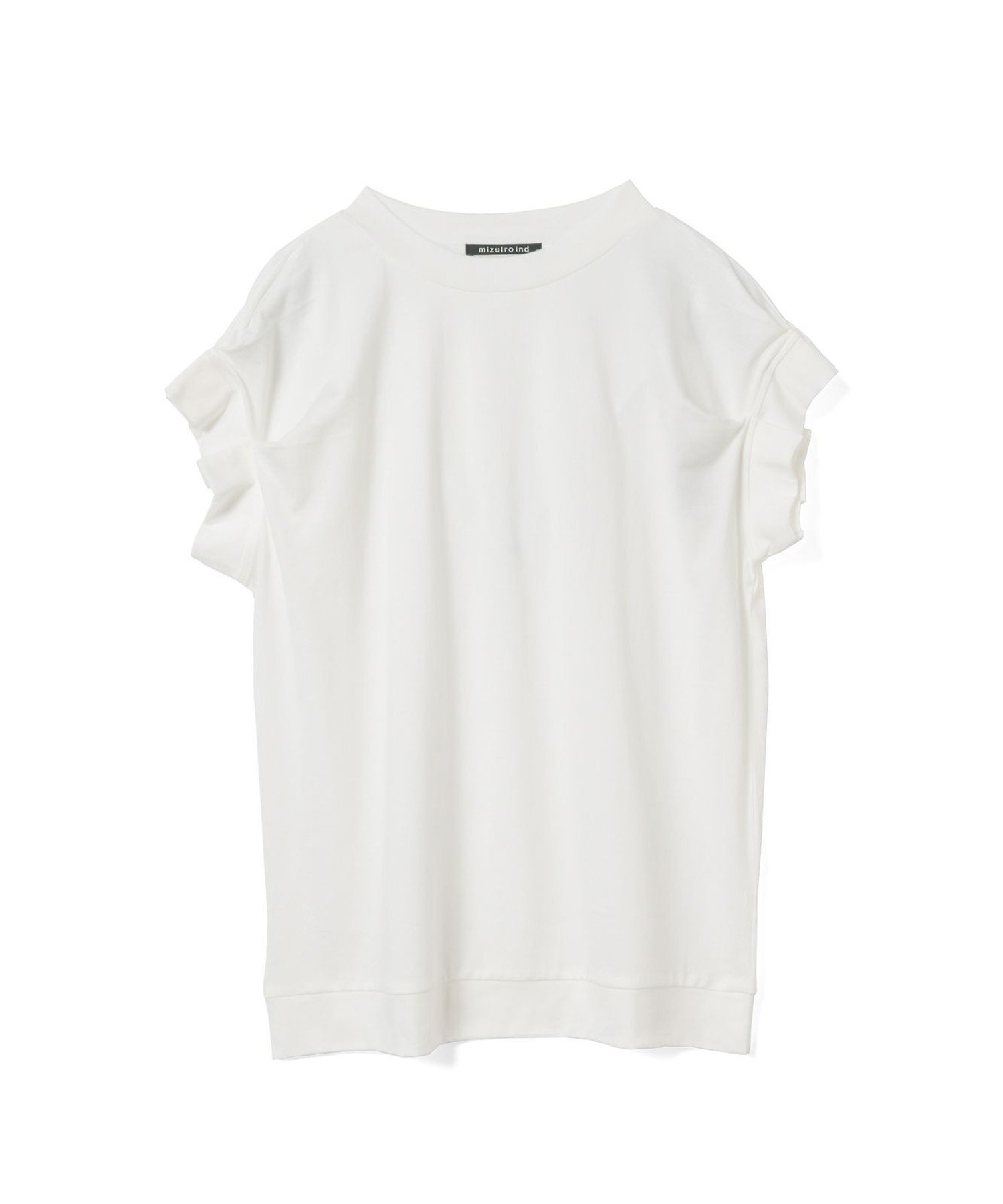 mizuiro ind mizuiro ind フリルスリーブクルーネックプルオーバー マーコート トップス カットソー・Tシャツ ホワイト ブラック ブラウン