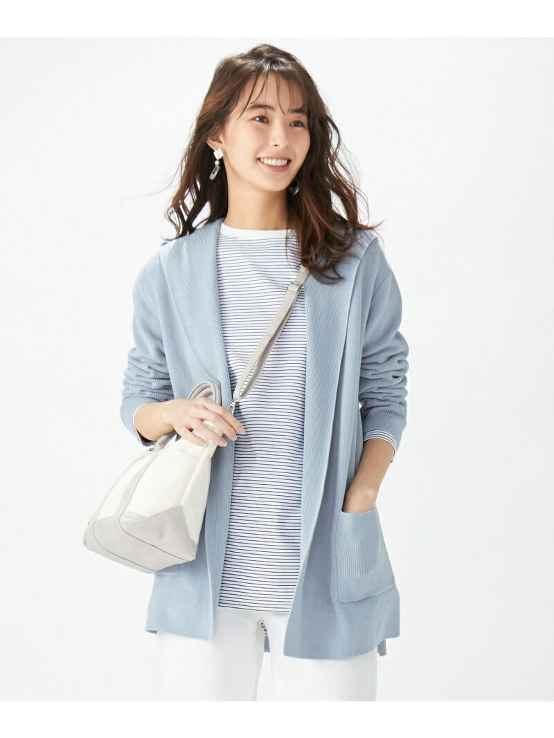 【SALE／50%OFF】J.PRESS 【洗える】オーガニックコットン フーデッドカーディガン ジェイプレス トップス カーディガン ブルー グレー ベージュ【送料無料】のサムネイル