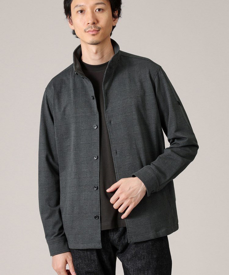 【SALE／50%OFF】TAKEO KIKUCHI 【marudeorie】スタンドカラー グレンチェック シャツブルゾン タケオキクチ トップス シャツ・ブラウス グレー ネイビー【送料無料】