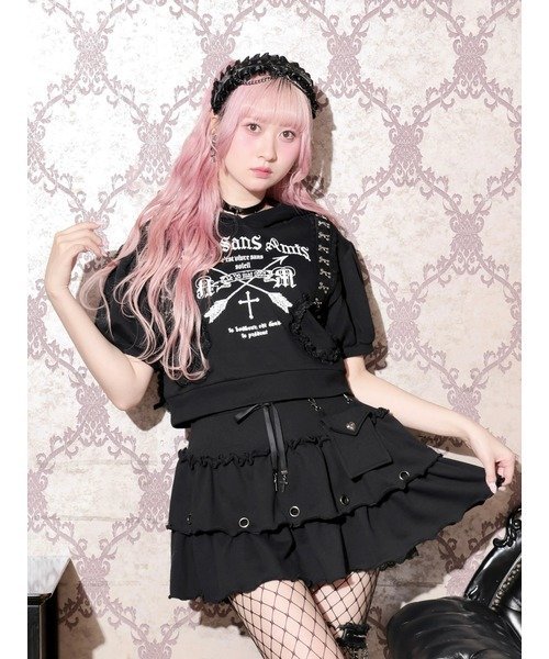 NOEMIE うさみみレースホックショートパーカー ノエミー トップス パーカー・フーディー ホワイト ピンク【送料無料】