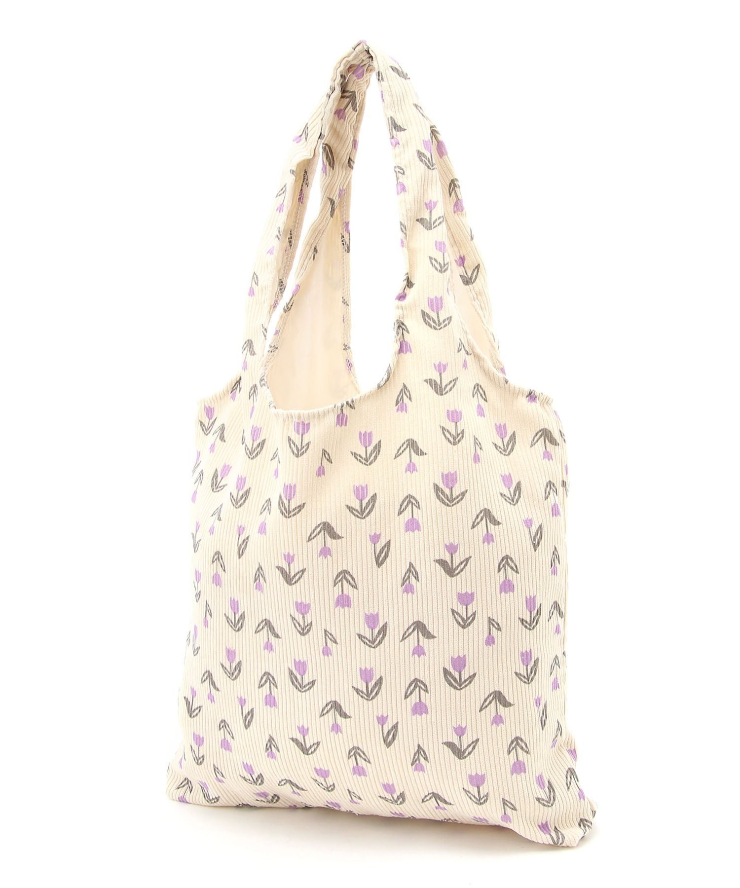 Mignonjour Mignonjour/(W)チューリップ柄トートバッグ ミニョントレフル ルームヨンマルサンセレクティッド バッグ トートバッグ イエロー パープル