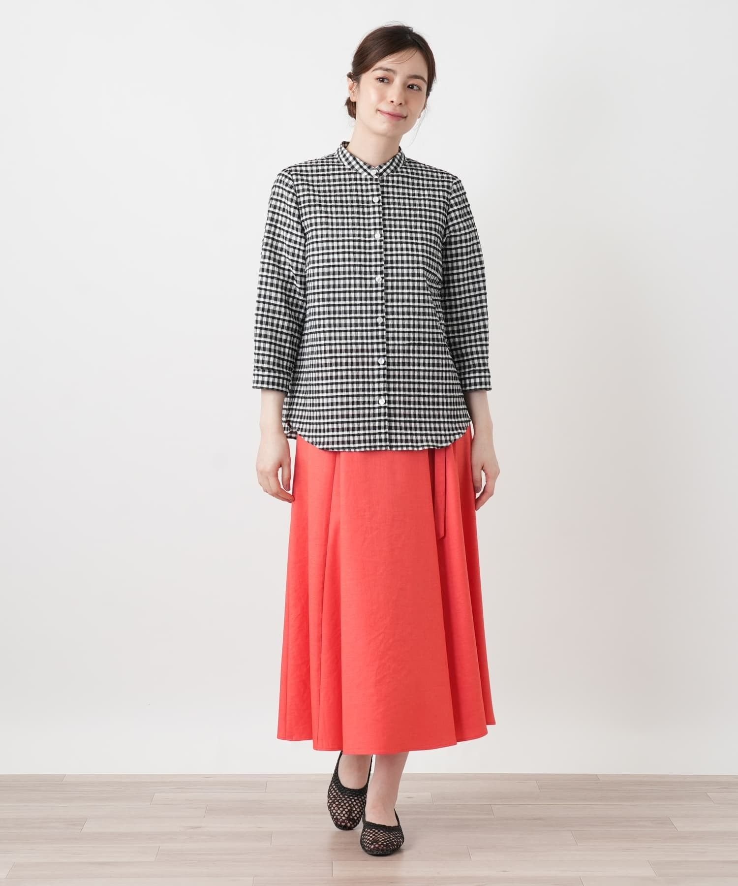 Leilian ギンガムチェックブラウス【Leilian WHITE LABEL】 レリアン トップス シャツ・ブラウス ネイビー ブラック