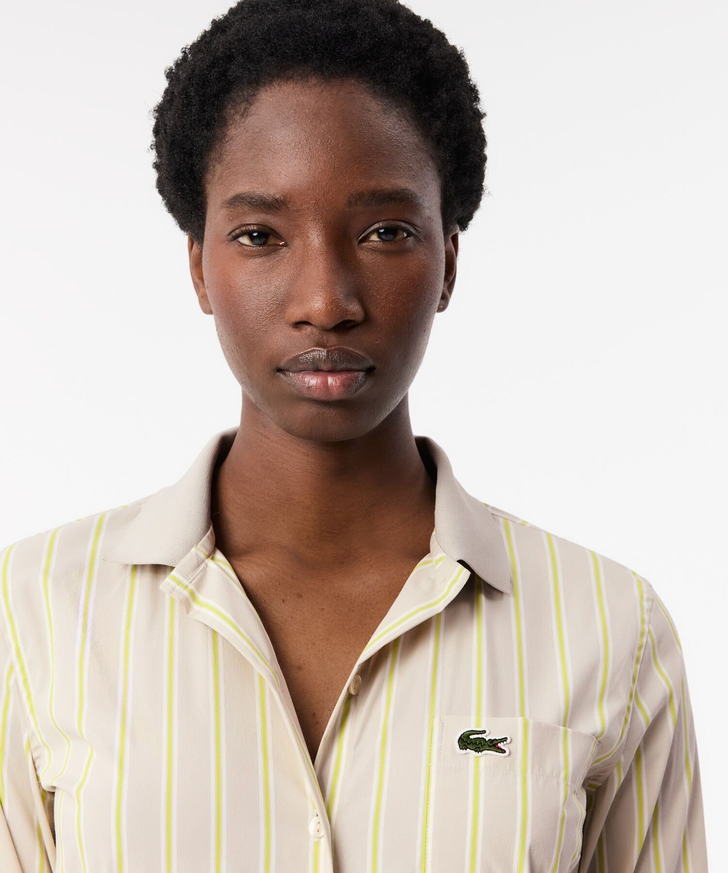 【SALE／40%OFF】LACOSTE リブニットカラーポプリンシャツ / ストライプシャツ ラコステ トップス シャツ・ブラウス ホワイト【送料無料】