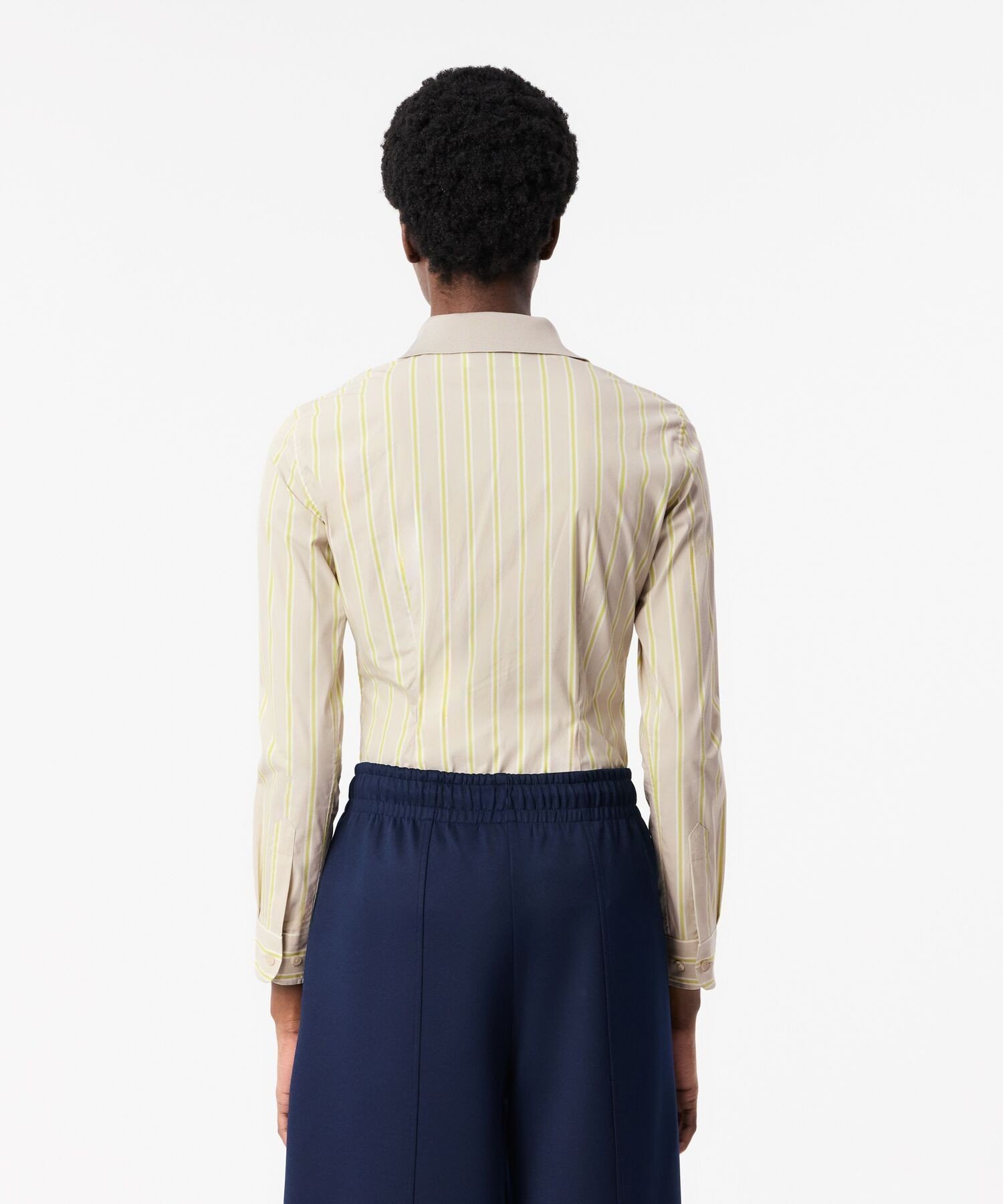 【SALE／40%OFF】LACOSTE リブニットカラーポプリンシャツ / ストライプシャツ ラコステ トップス シャツ・ブラウス ホワイト【送料無料】