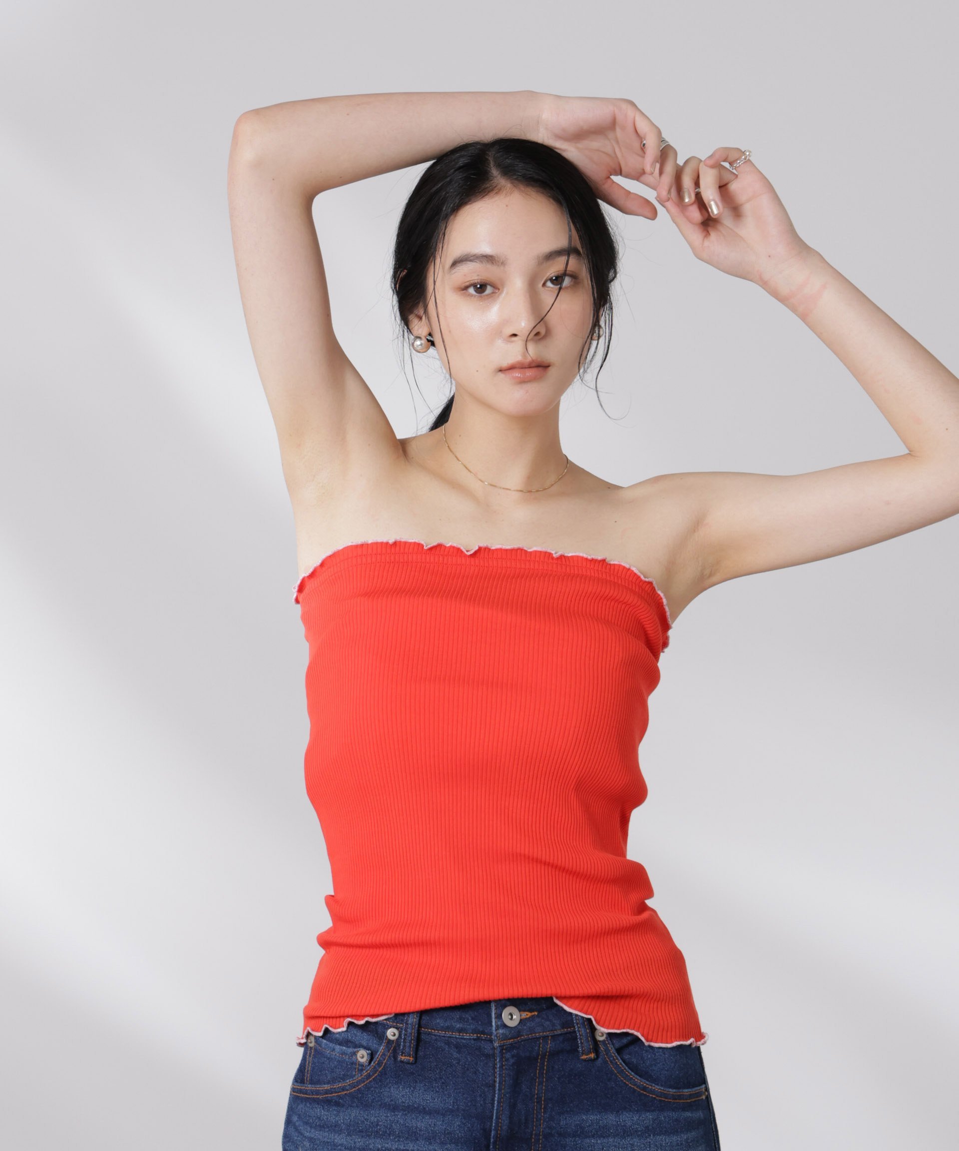 NANO universe OperaSPORT/ROSETTE SEAMLESS TUBETOP ナノユニバース トップス カットソー・Tシャツ レッド