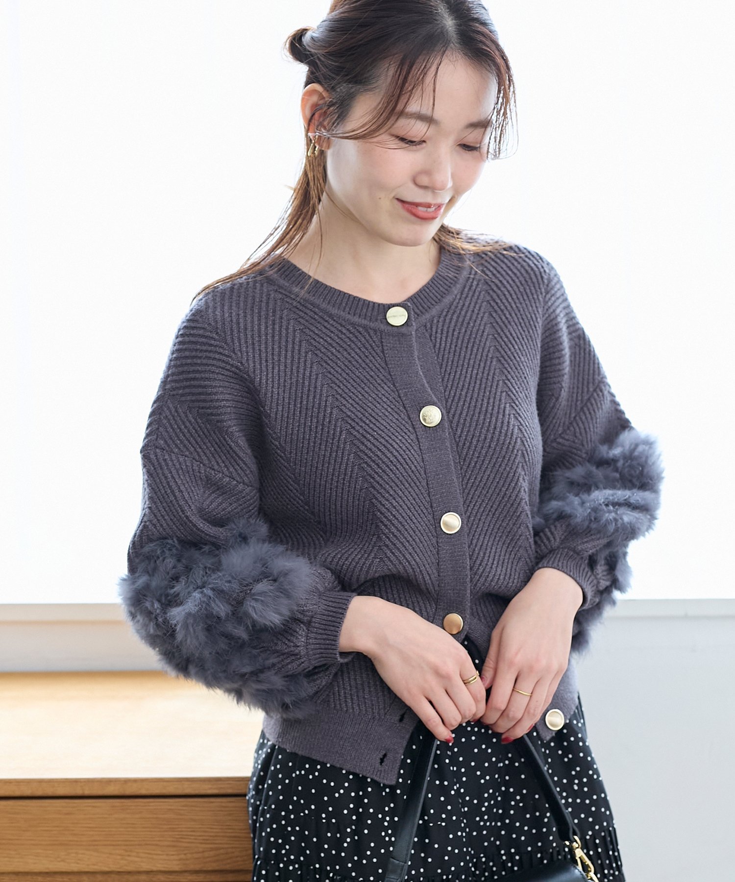 le.coeur blanc 《手洗い可能》TORRAZZO DONNA別注ラビットファーニット ルクールブラン トップス ニット グレー ホワイト ブラウン ブラック