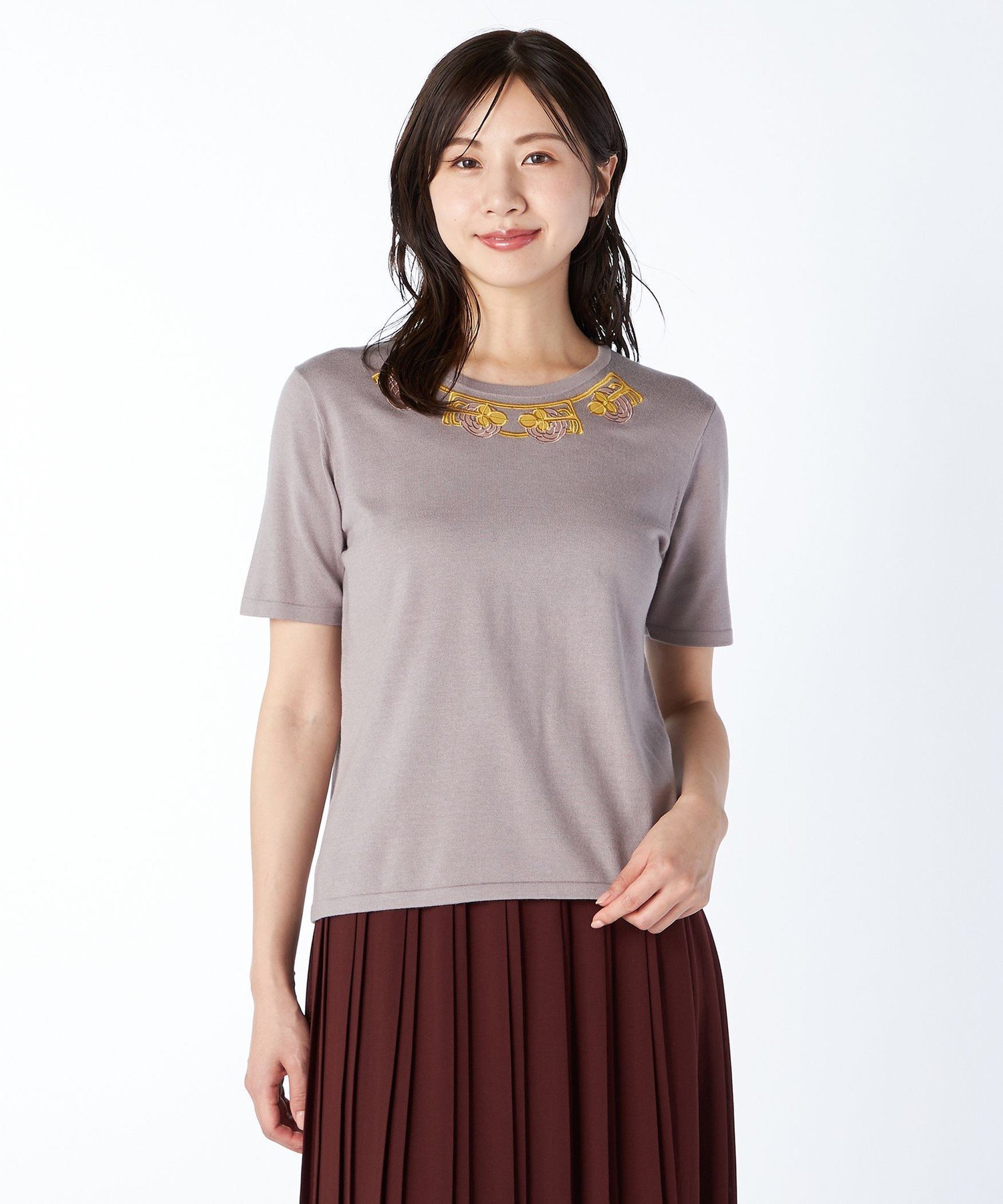 【SALE／55%OFF】KEITH V&Aエンブロイダリーニットプルオーバー キース トップス ニット グレー【送料無料】