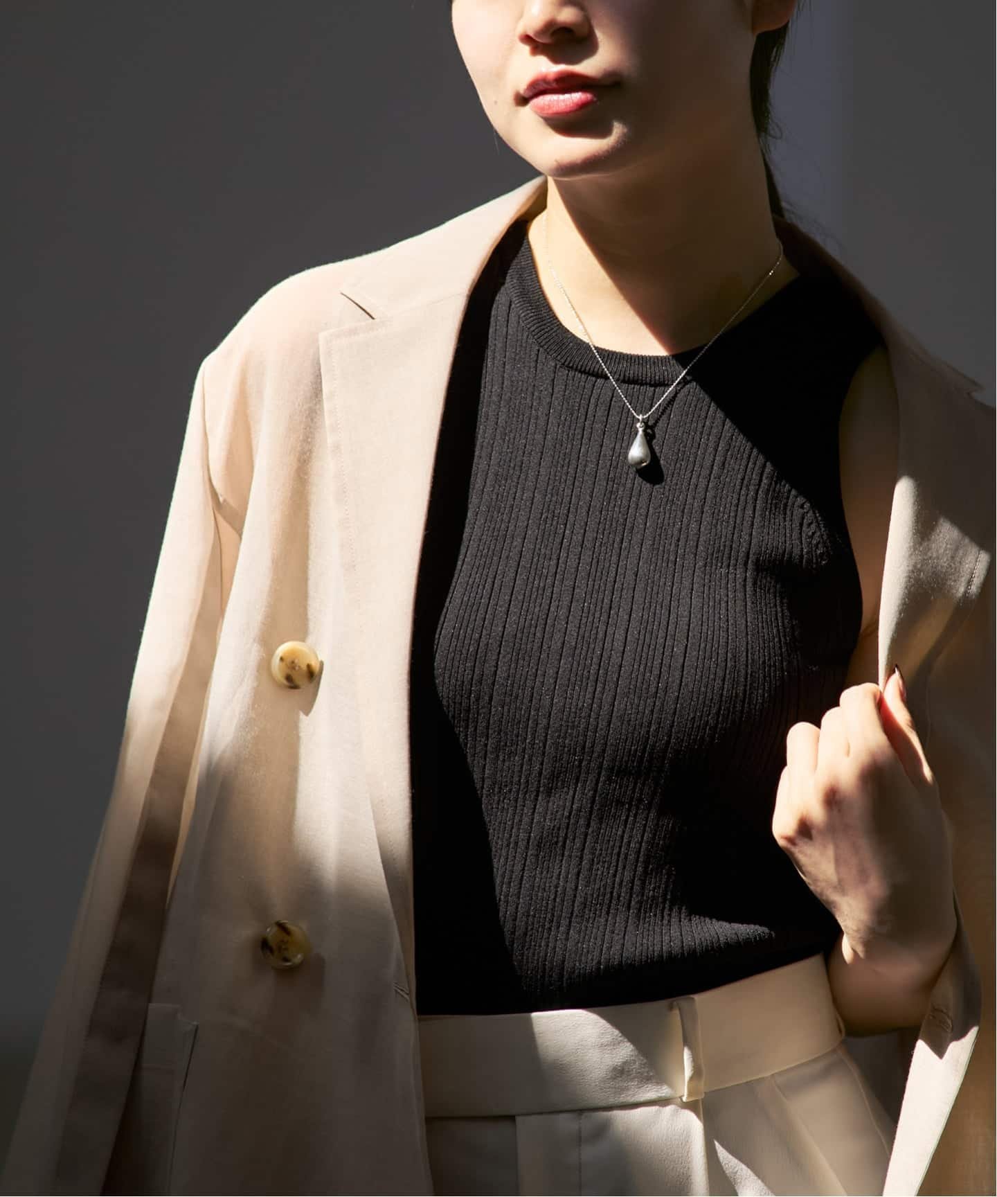 NOBLE 《NOBLE別注》【洗える】ADAWAS/アダワズ RANDOM RIB TANK TOP ノーブル トップス ノースリーブ・タンクトップ ブラック ブラウン