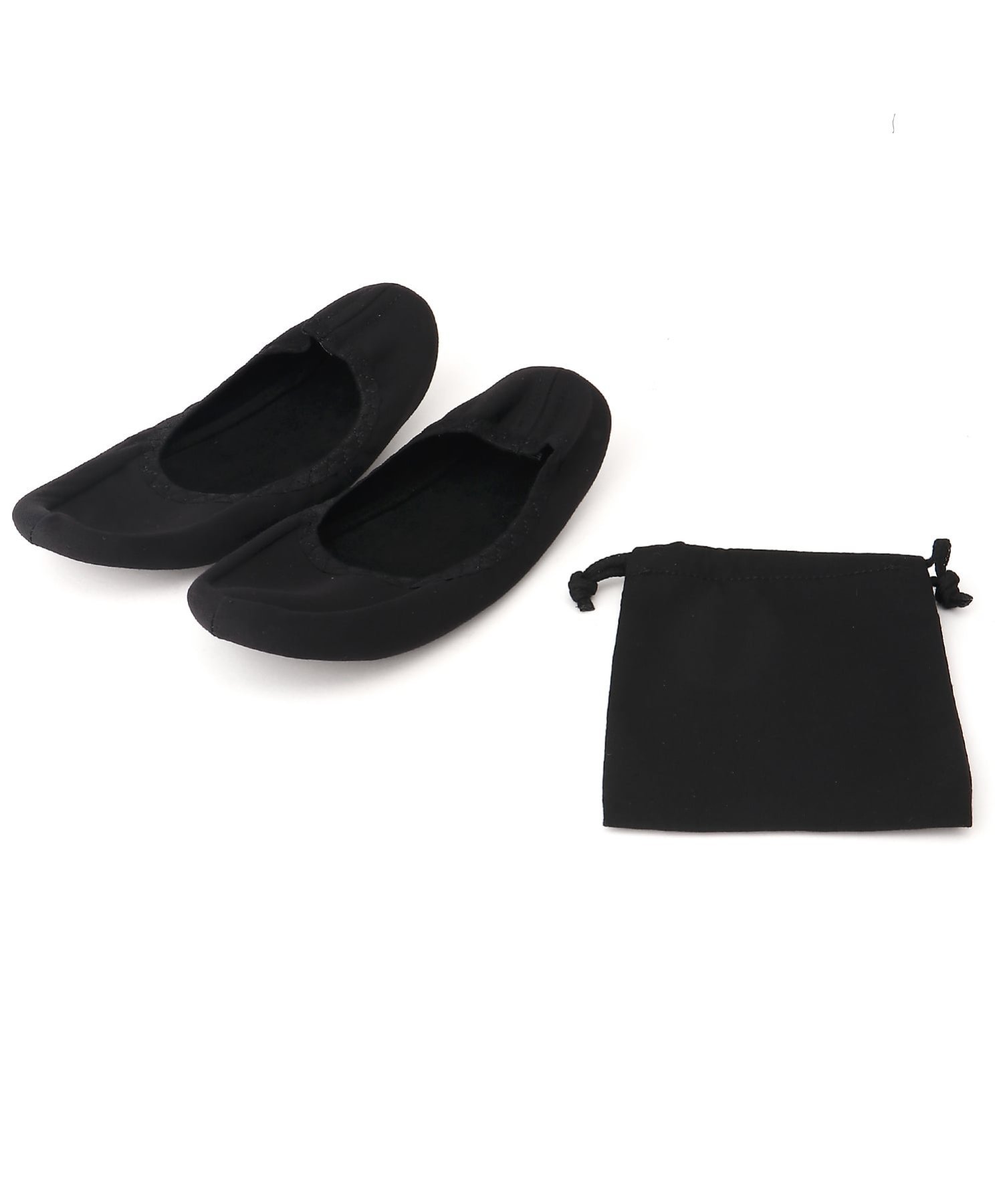 FReePLACe FReePLACe/(W)ポーチ付き シンプル 折りたたみスリッパ ミニョントレフル ルームヨンマルサンセレクティッド シューズ・靴 その他のシューズ・靴 ブラック