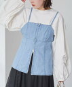 【SALE/50%OFF】coen デニムキャミソール コーエン トップス その他のトップス ネイビー ブルー