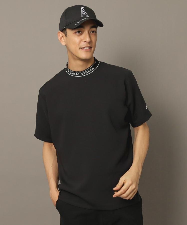 【SALE／30%OFF】ADABAT STREAM 撥水加工 ロゴラインストレッチモックネックT アダバット トップス カットソー・Tシャツ ベージュ ブラック【送料無料】