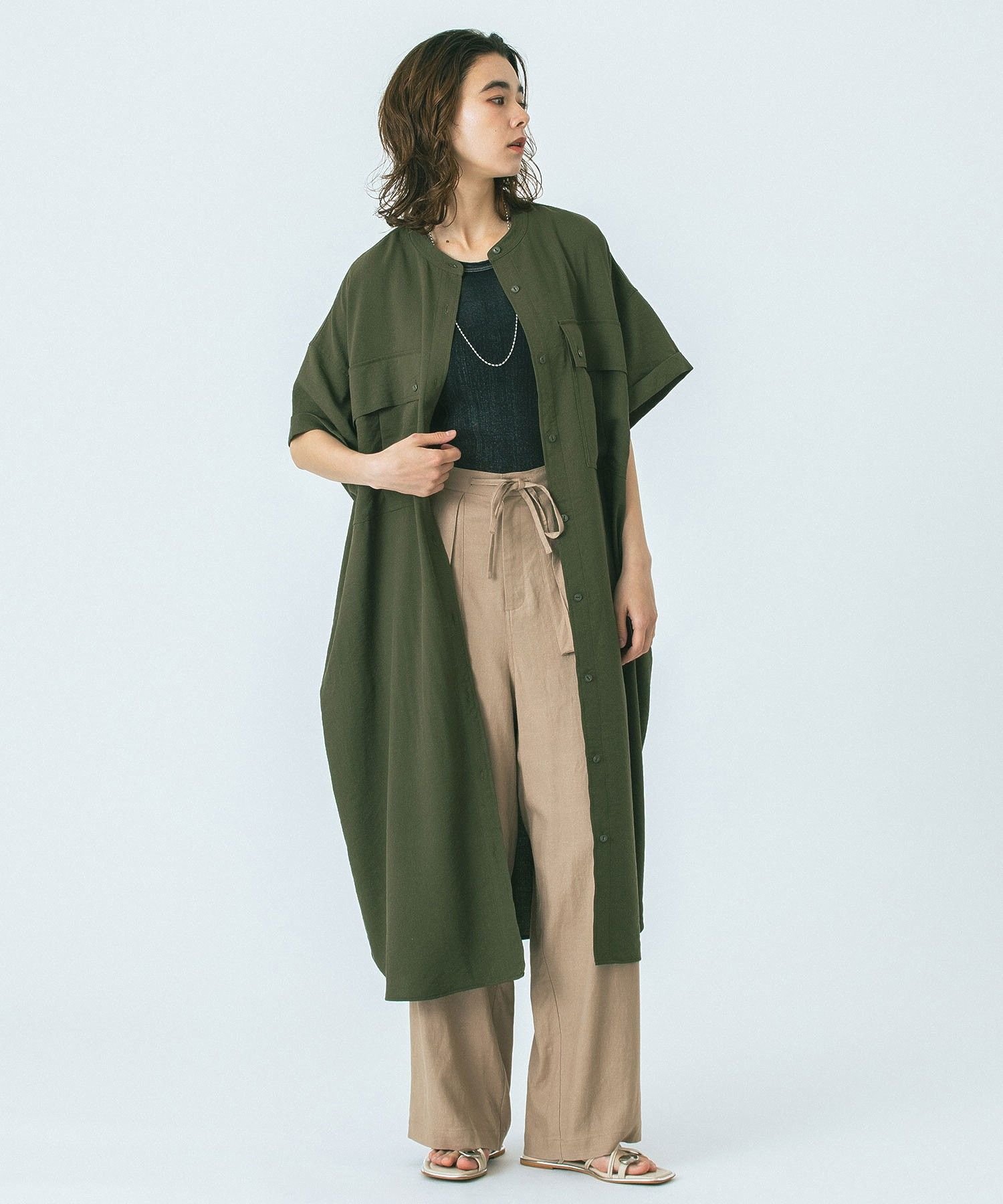 ROSE BUD WORK POCKET SHIRT DRESS ローズバッド ワンピース・ドレス その他のワンピース・ドレス ブラック グリーン