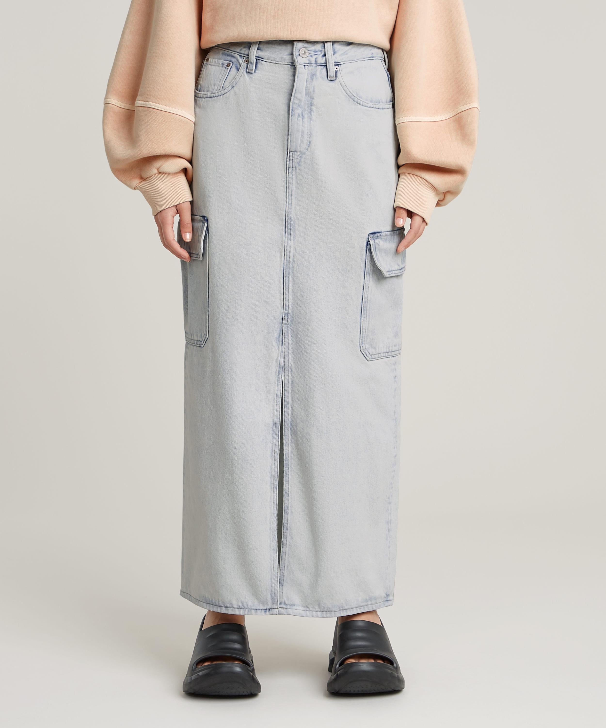 【SALE／30%OFF】G-Star RAW 【公式ショップ】VIKTORIA LONG CARGO SKIRT/ハイウエストデニムロングカーゴスカート ジースターロゥ スカート ロング・マキシスカート ブルー【送料無料】