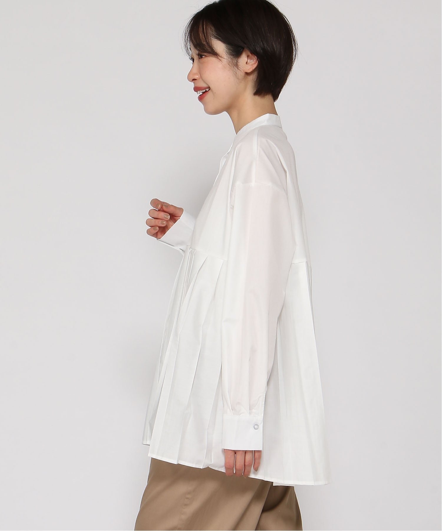 FReePLACe/(W)プリーツ長袖シャツ ミニョントレフル ルームヨンマルサンセレクティッド トップス シャツ・ブラウス ブラック ホワイト