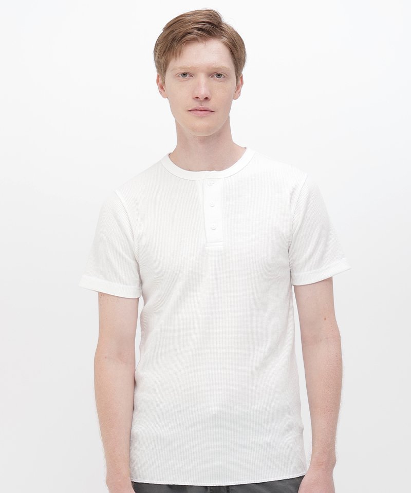 《DAILY/デイリー》THERMAL HENRY NECK T-SHIRT アヴィレックス トップス カットソー・Tシャツ ネイビー ホワイト グリーン ブラック グレー