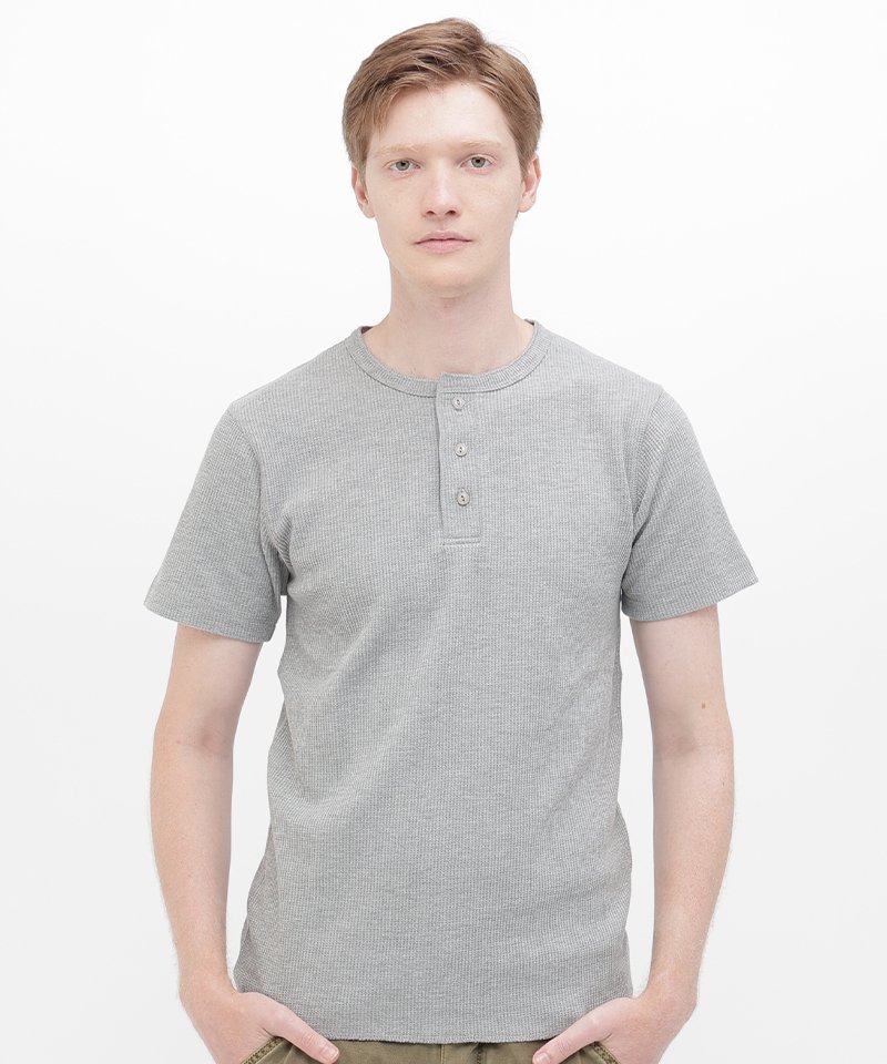 《DAILY/デイリー》THERMAL HENRY NECK T-SHIRT アヴィレックス トップス カットソー・Tシャツ ネイビー ホワイト グリーン ブラック グレー