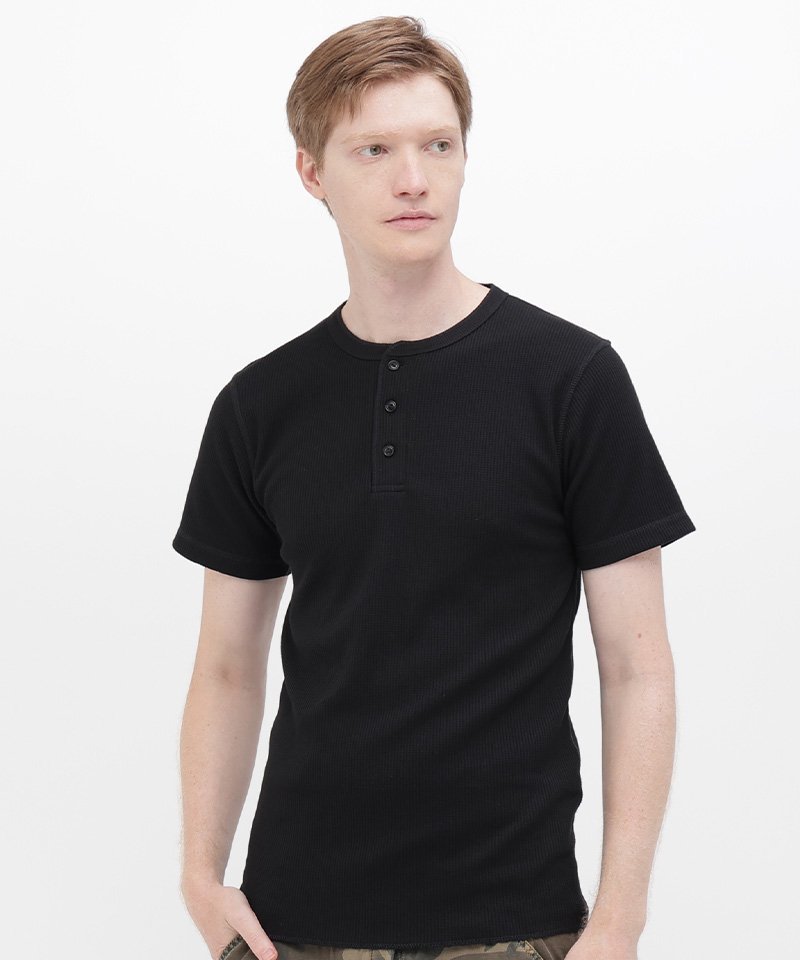AVIREX 《DAILY/デイリー》THERMAL HENRY NECK T-SHIRT アヴィレックス トップス カットソー・Tシャツ ネイビー ホワイト グリーン ブラック グレー