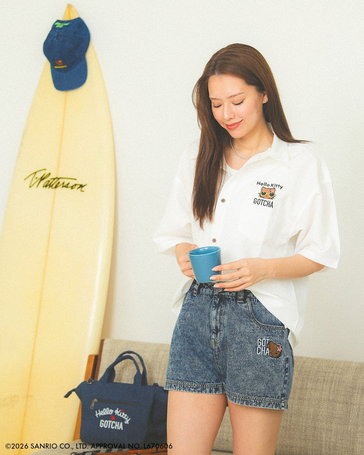 【GOTCHA ガッチャ】 ウィメンズ 日焼け ハローキティ デニムショーツ ガッチャ パンツ ジーンズ・デニムパンツ ブルー