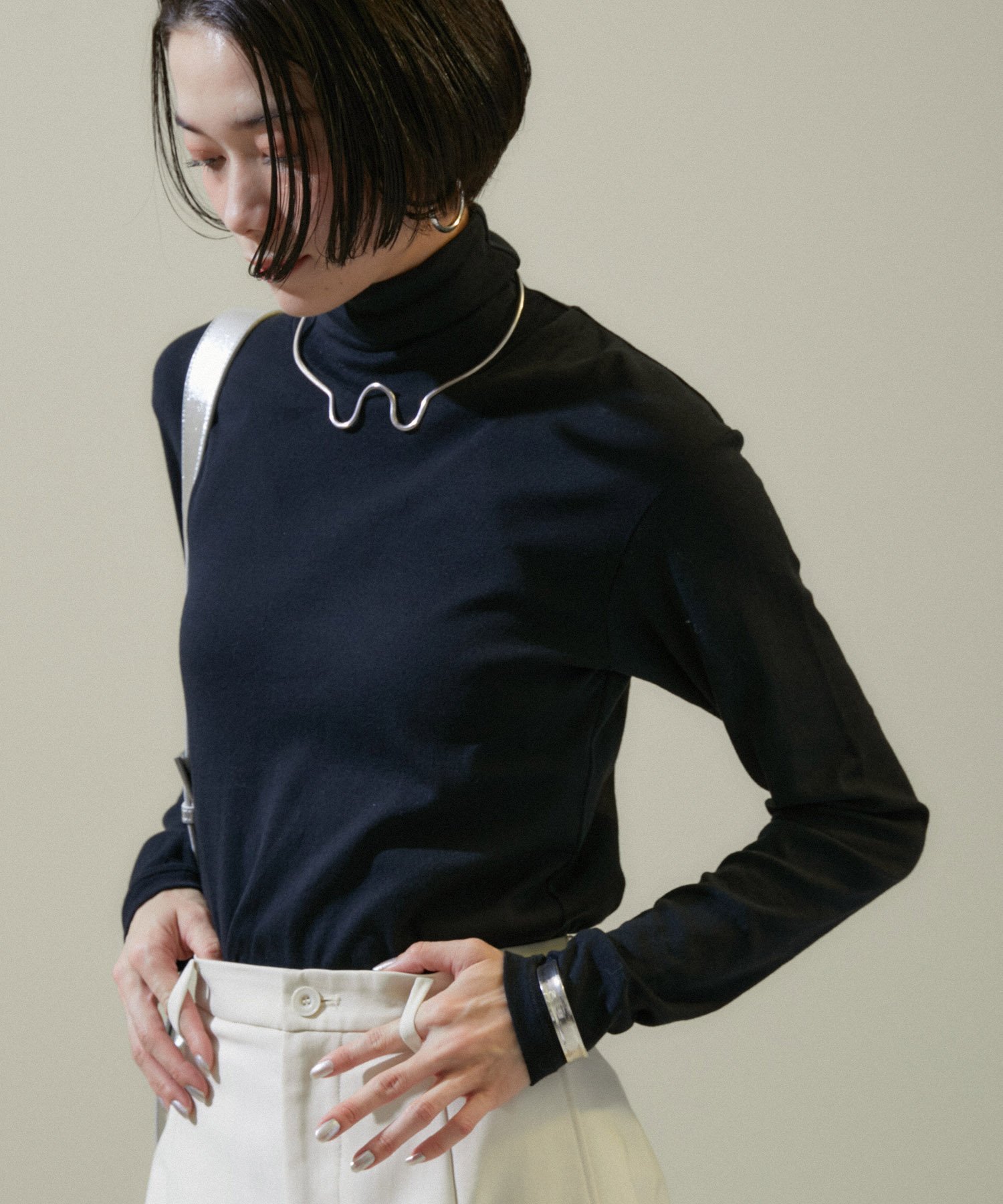 SALON adam et rope' 【Smile Cotton】ハイネックプルオーバー【洗える】 サロン アダム エ ロペ トップス カットソー・Tシャツ ホワイト ブラック パープル【送料無料】