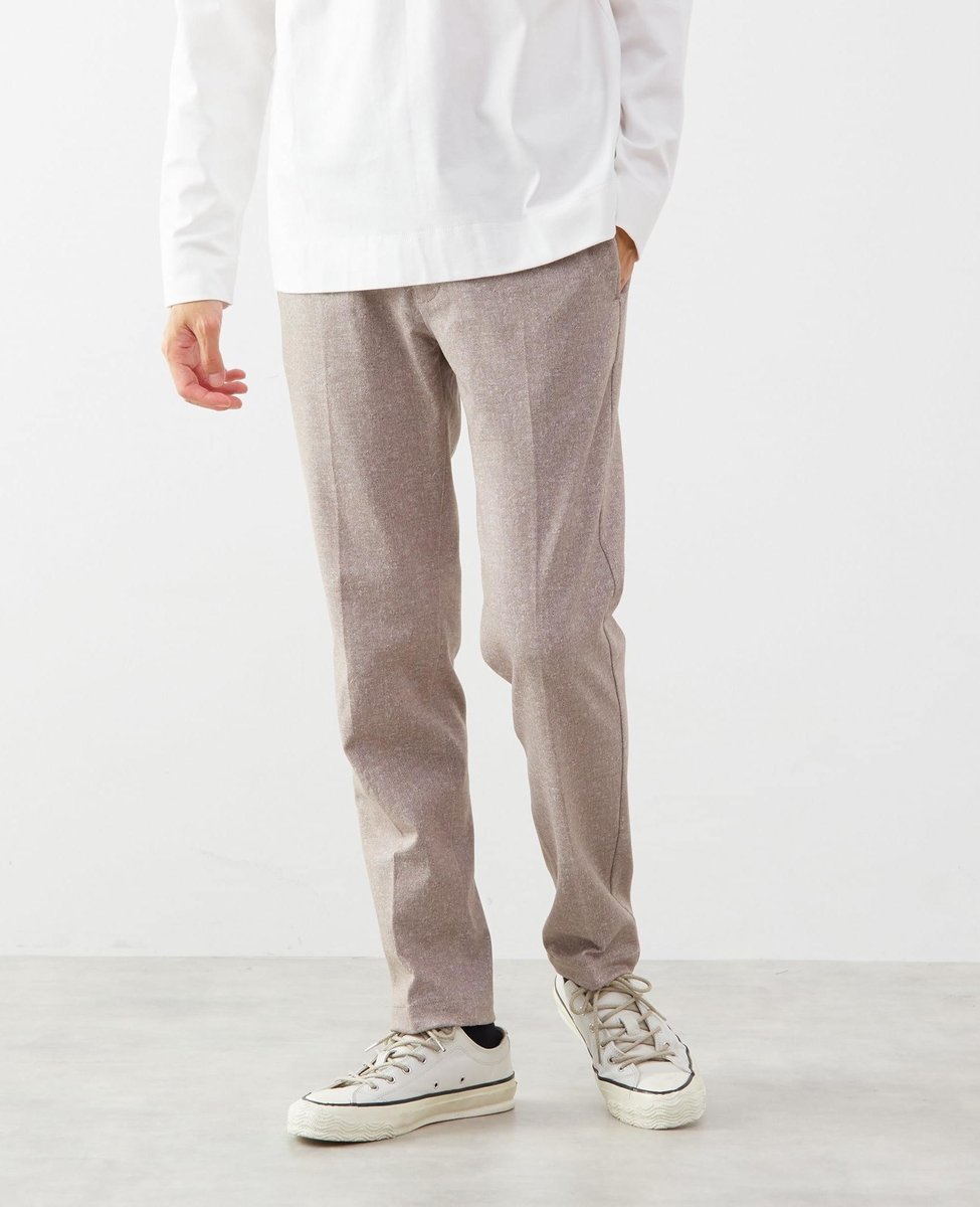 MEN'S MELROSE プリントテックジャージテーパードコンフォートパンツ(セットアップ可) メンズメルローズ パンツ スラックス・ドレスパンツ ネイビー ベージュ ブラウン グレー