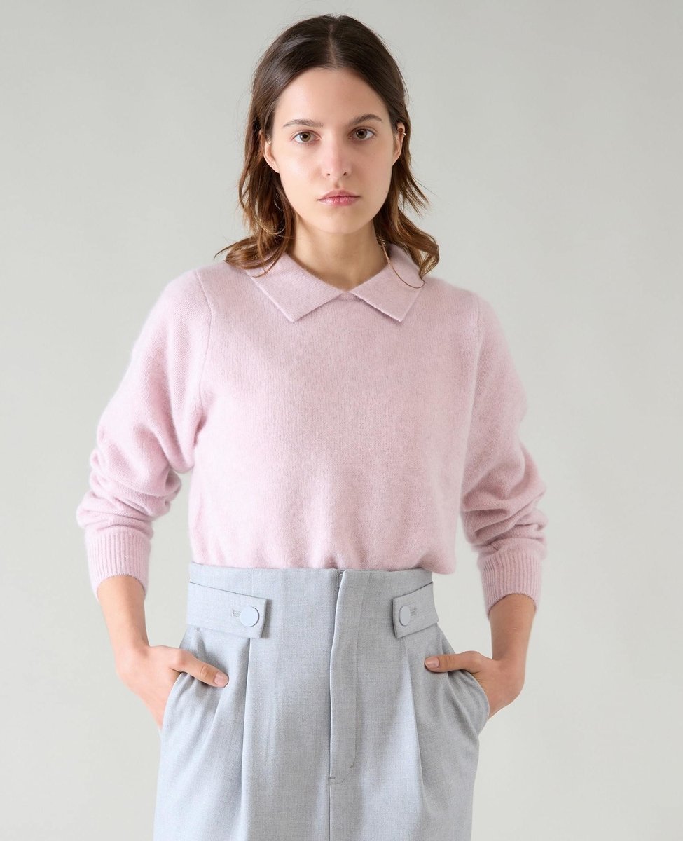 TIARA FOX衿付きニット ティアラ トップス ニット ホワイト ピンク グレー【送料無料】のサムネイル