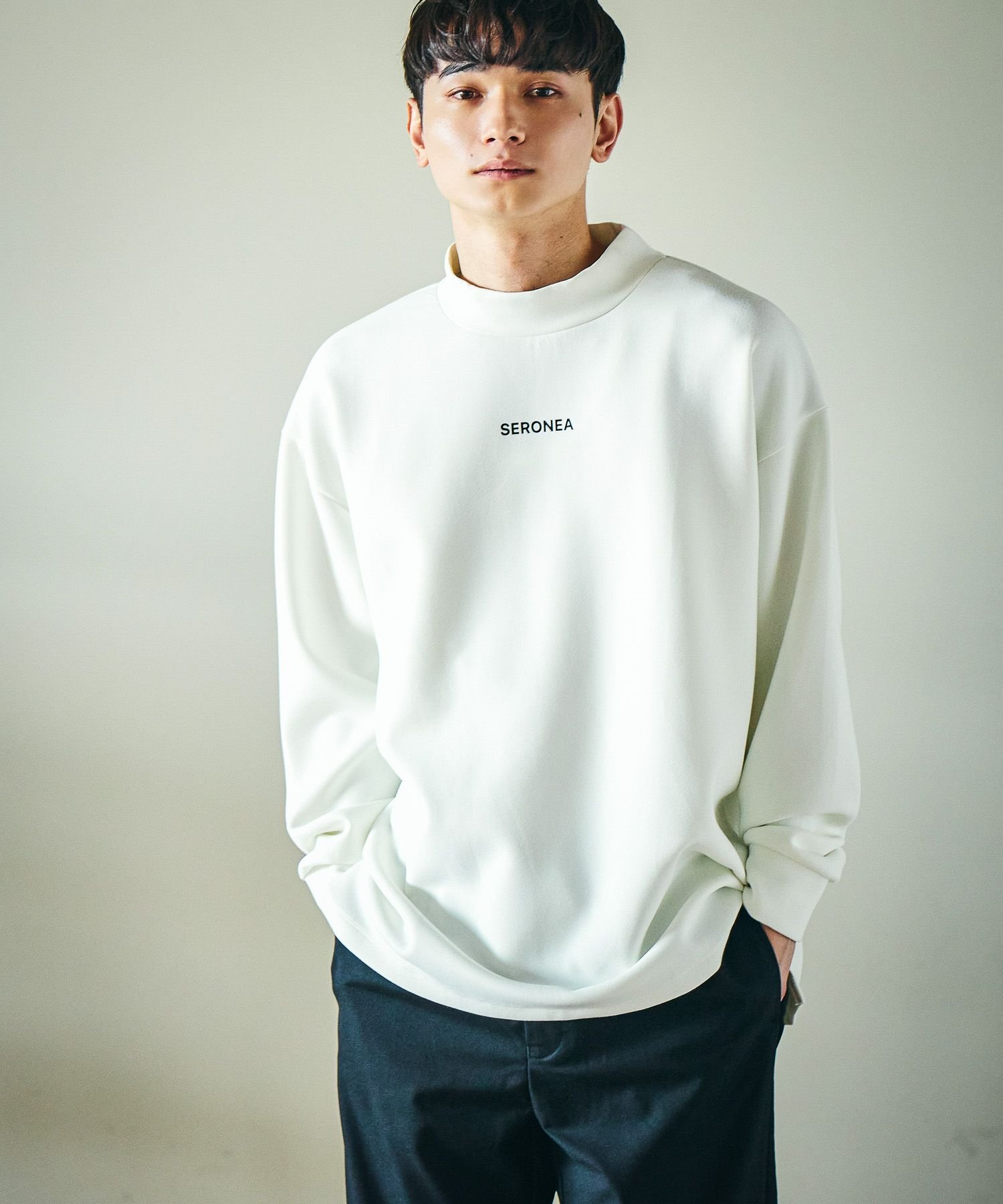 LAKOLE ダンボールモックネック長袖T ラコレ トップス カットソー・Tシャツ パープル ホワイト ブラック