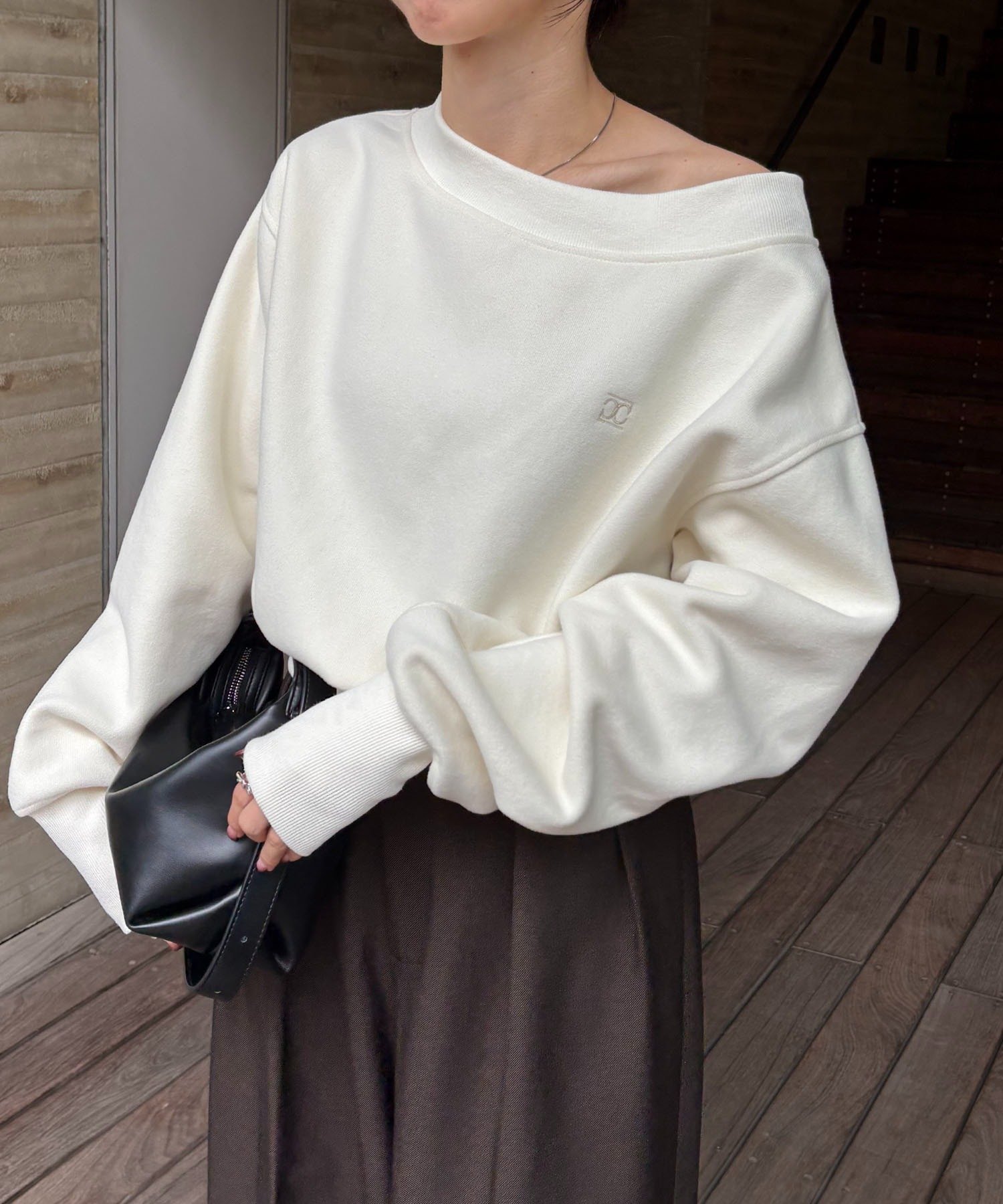 CAPRICIEUX LE'MAGE 1ポイントボンディングスウェット カプリシュ レマージュ トップス カットソー・Tシャツ ブラウン グレー ホワイト【送料無料】