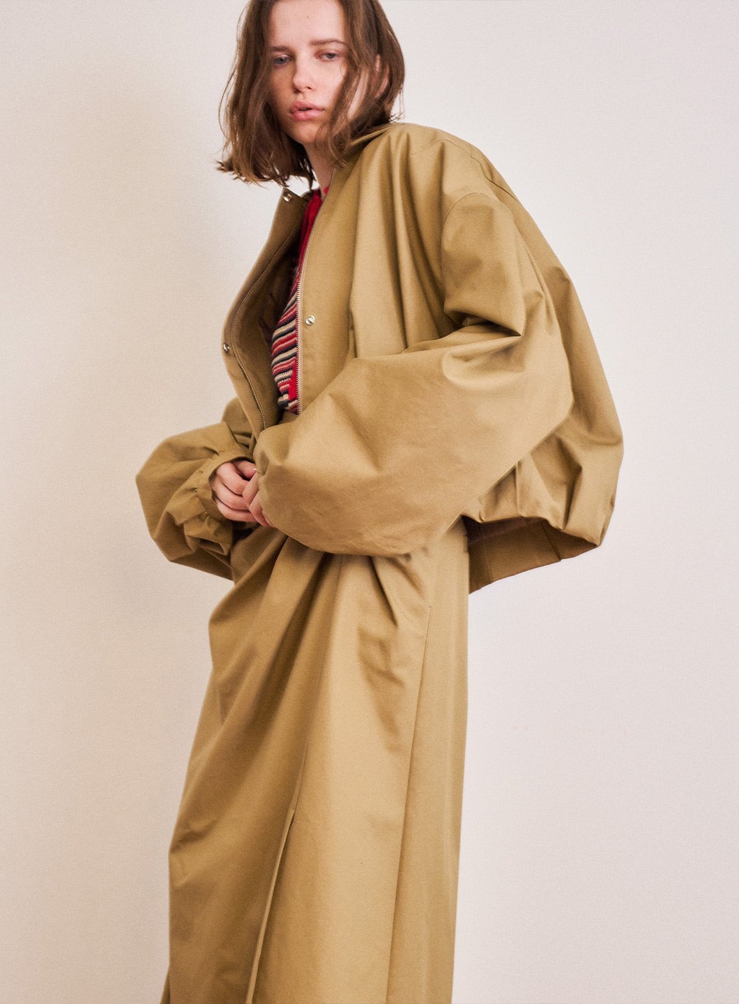 【SALE／50%OFF】COEL バルーンギャザーブルゾン コエル ジャケット・アウター ブルゾン・ジャンパー ベージュ ネイビー【送料無料】
