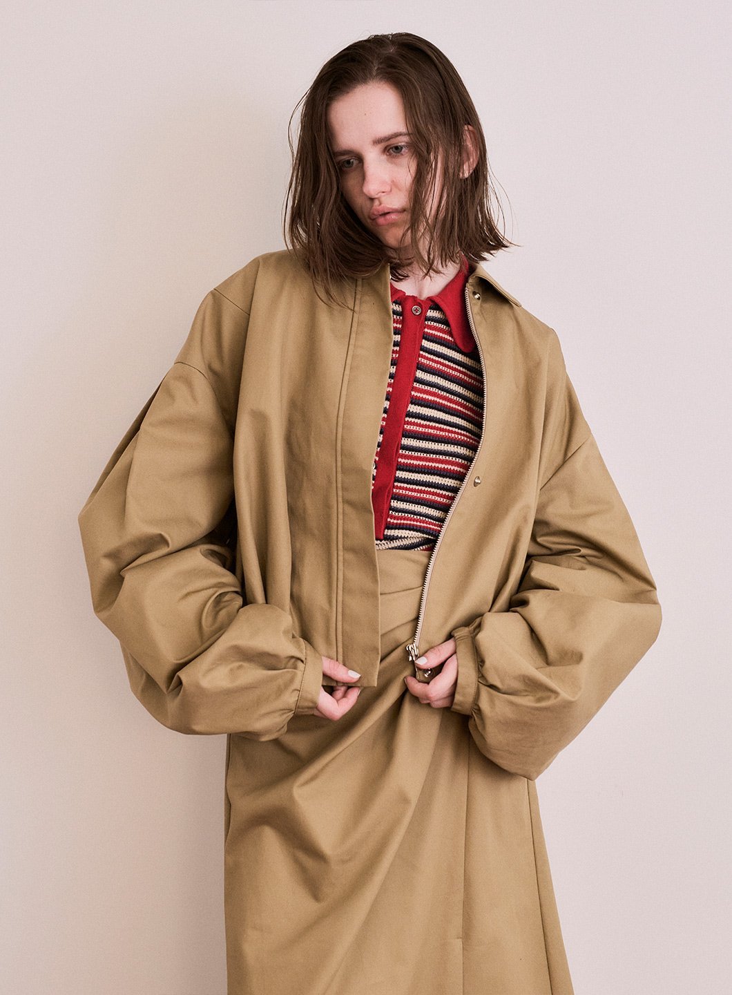 【SALE／50%OFF】COEL バルーンギャザーブルゾン コエル ジャケット・アウター ブルゾン・ジャンパー ベージュ ネイビー【送料無料】