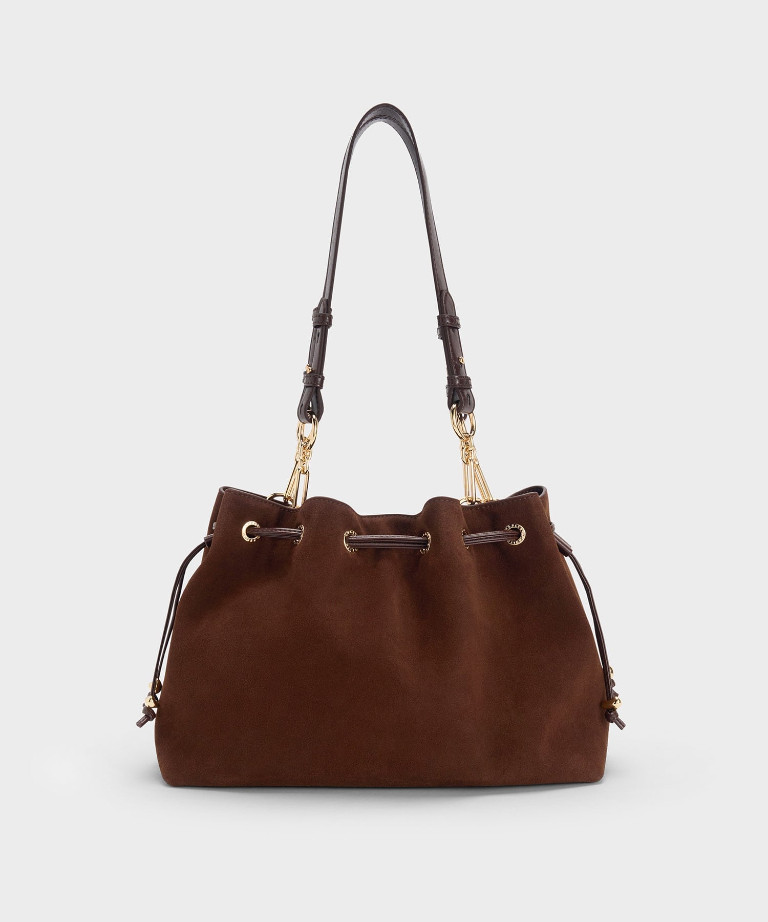 CHARLES & KEITH Moxie モキシー スエードドローストリングバケットバッグ チャールズアンドキース バッグ トートバッグ【送料無料】