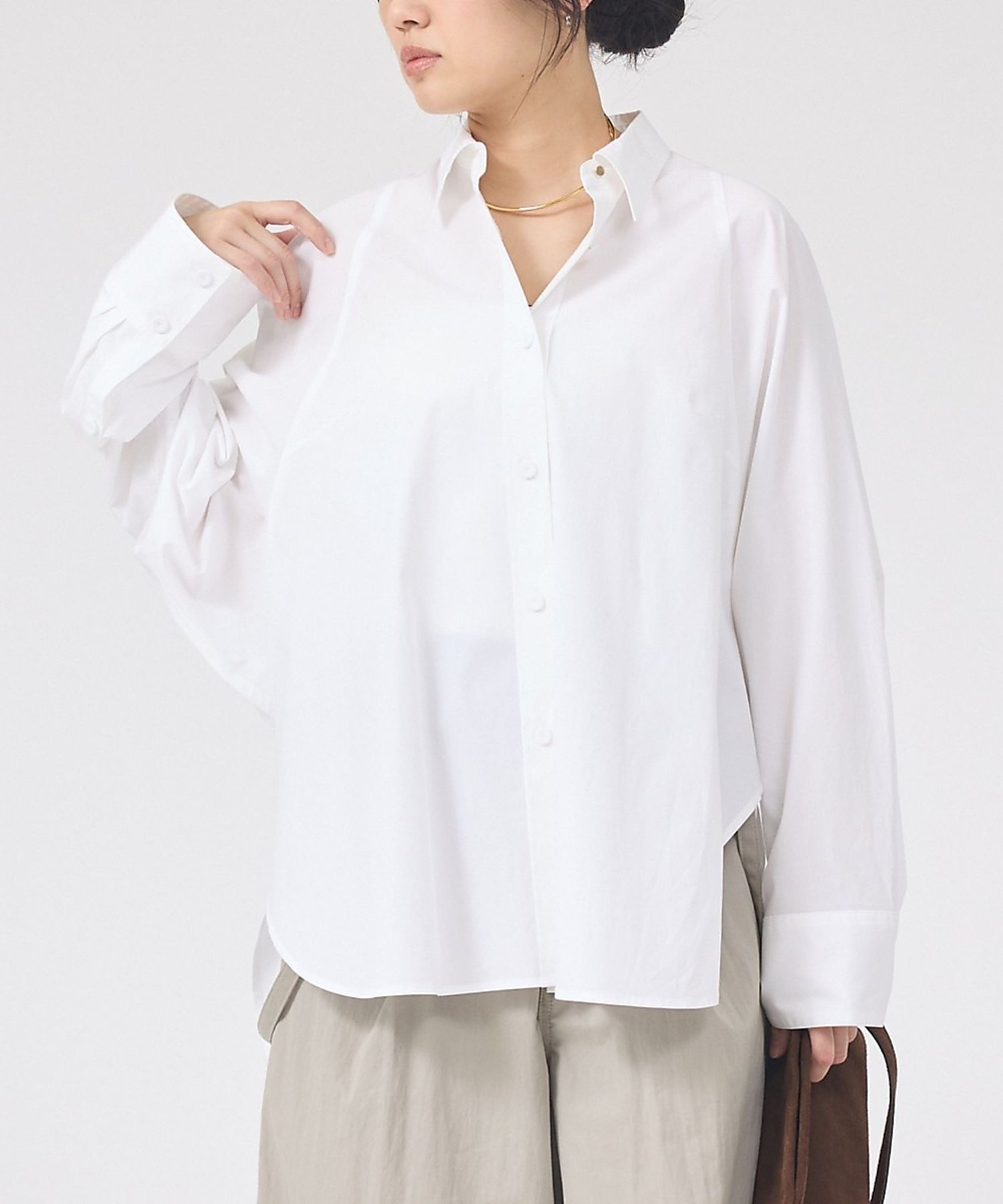 Rouge vif la cle ドルマンストレッチブロードビックシャツ ルージュ・ヴィフ ラクレ トップス シャツ・ブラウス ホワイト カーキグリーン ブルー