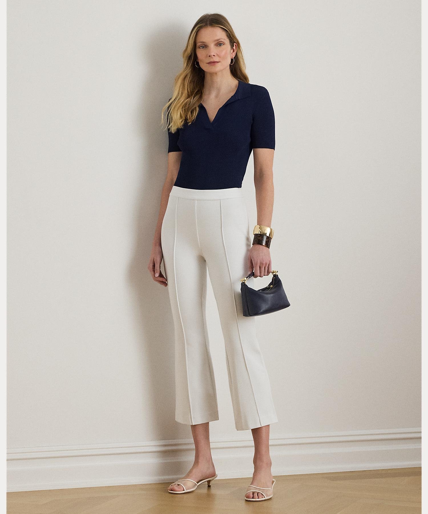 【SALE／50%OFF】LAUREN RALPH LAUREN ツイル フレア アンクル パンツ ラルフローレン パンツ その他のパンツ ホワイト【送料無料】